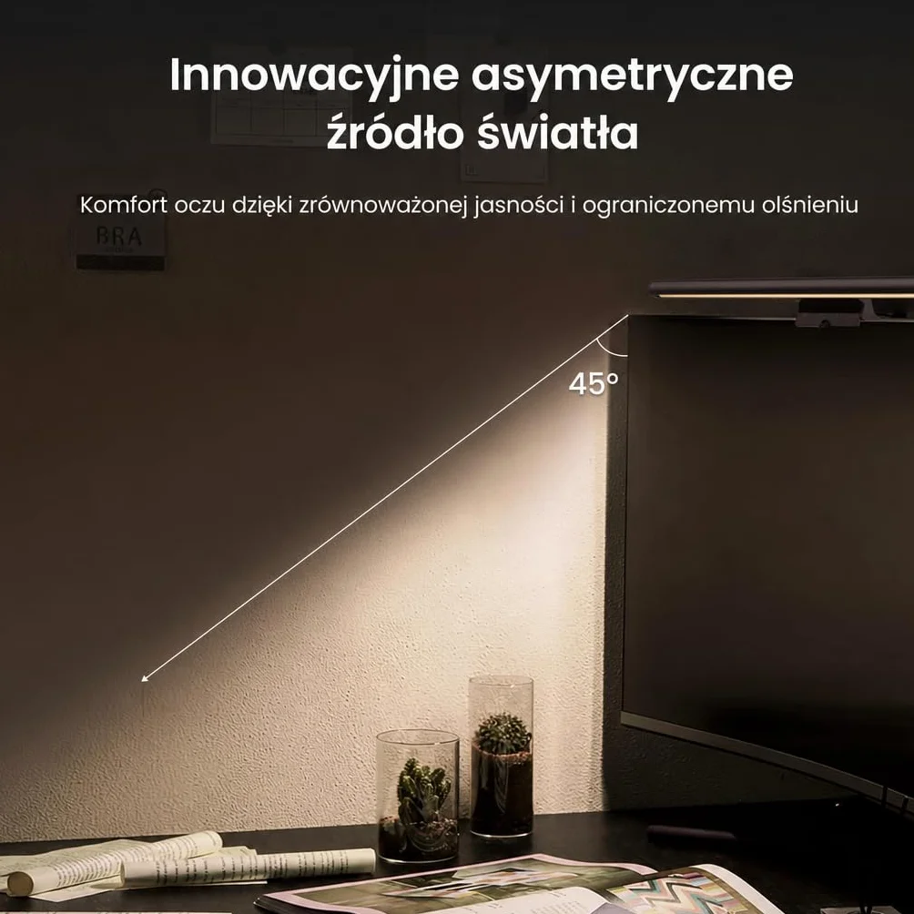YEELIGHT Lampa na Monitor LED Screenbar, 250LM Bezodblaskowa Lampka do Komputera, Sterowanie Dotykowe USB, Oświetlenie do Biura i Domu, Płynna Regulacja Jasności i Temperatury Barwowej