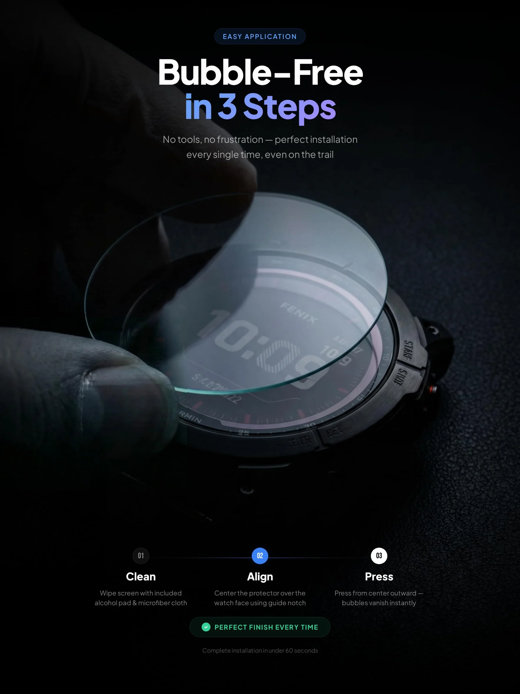 iDaPro Ochraniacz ekranu do zegarka Garmin fenix 7X Solar/ 7X Sapphire Solar Watch szkło hartowane + silikonowe zatyczki przeciwpyłowe odporne na zarysowania bez pęcherzyków