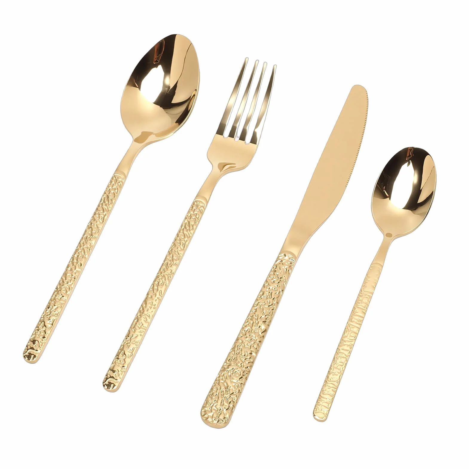 Sxhlseller Zestaw Sztućców ze Stali Nierdzewnej Elegancki Zestaw Sztućców dla 6 Osób Można myć w Zmywarce na Przyjęcie Weselne w Restauracji (Kamień Wzór Złoto)