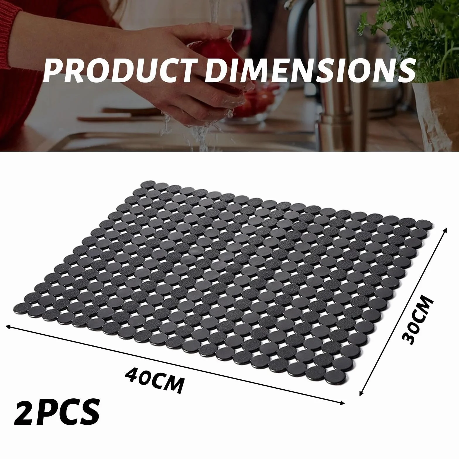 Mata do zlewu kuchennego PCW 40x30 cm czarna ochrona przed zarysowaniami