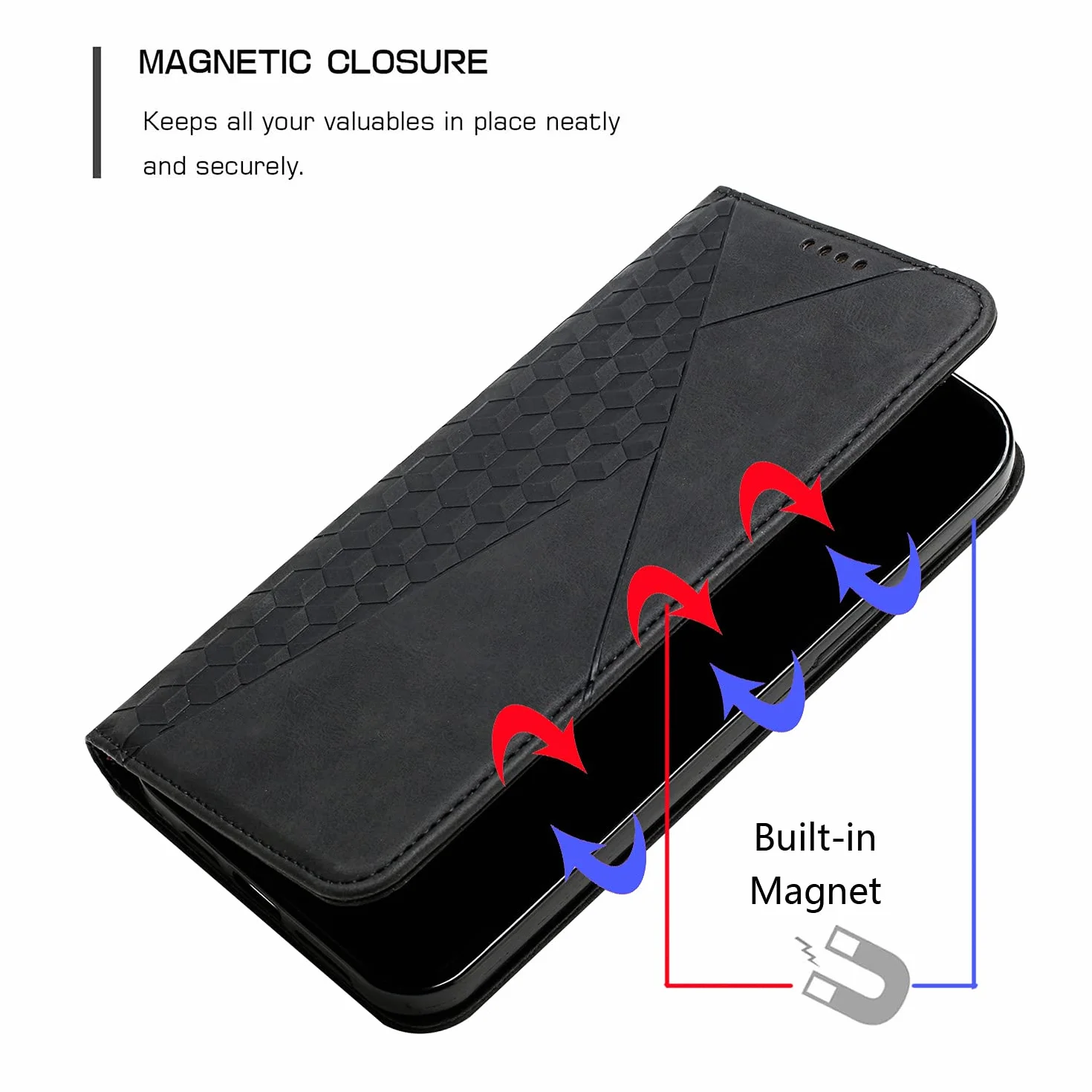 KOUYI Kompatybilny z Etui na telefon Sony Xperia 5V, Premium PU Skóra syntetyczna Flip Card Slots Magnetyczne Odporne na zarysowania etui odporne na wstrząsy (Czarny)
