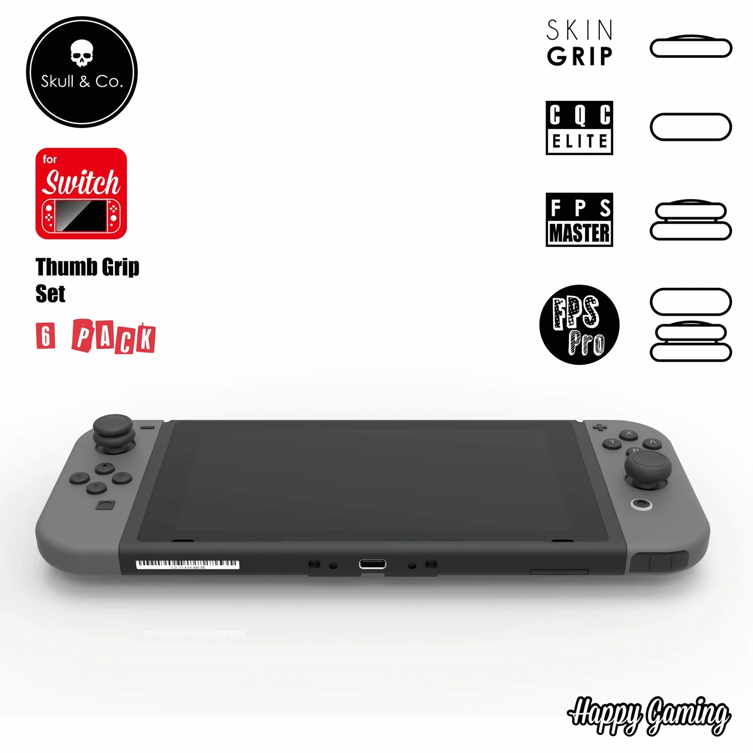 Skull & Co. Skin, CQC i FPS zestaw uchwytów na kciuki, nasadka joysticka, nasadka analogowa do Switch i Switch OLED Joy-Con Controller - niebieski + neonowy żółty, 3 pary (6 szt.)