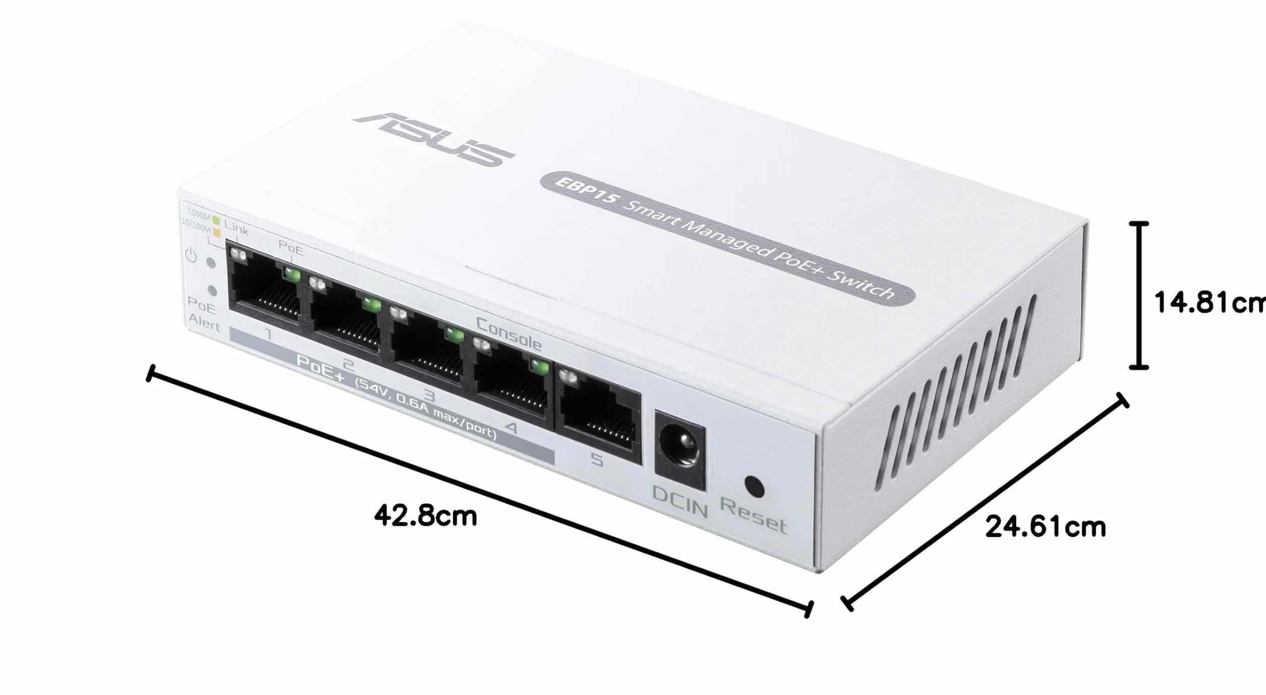 ASUS ExpertWifi EBP15 przełącznik PoE+ do zarządzania 5 portami GbE, 4 porty poe, 60 W, obsługuje punkty dostępowe i kamery IP