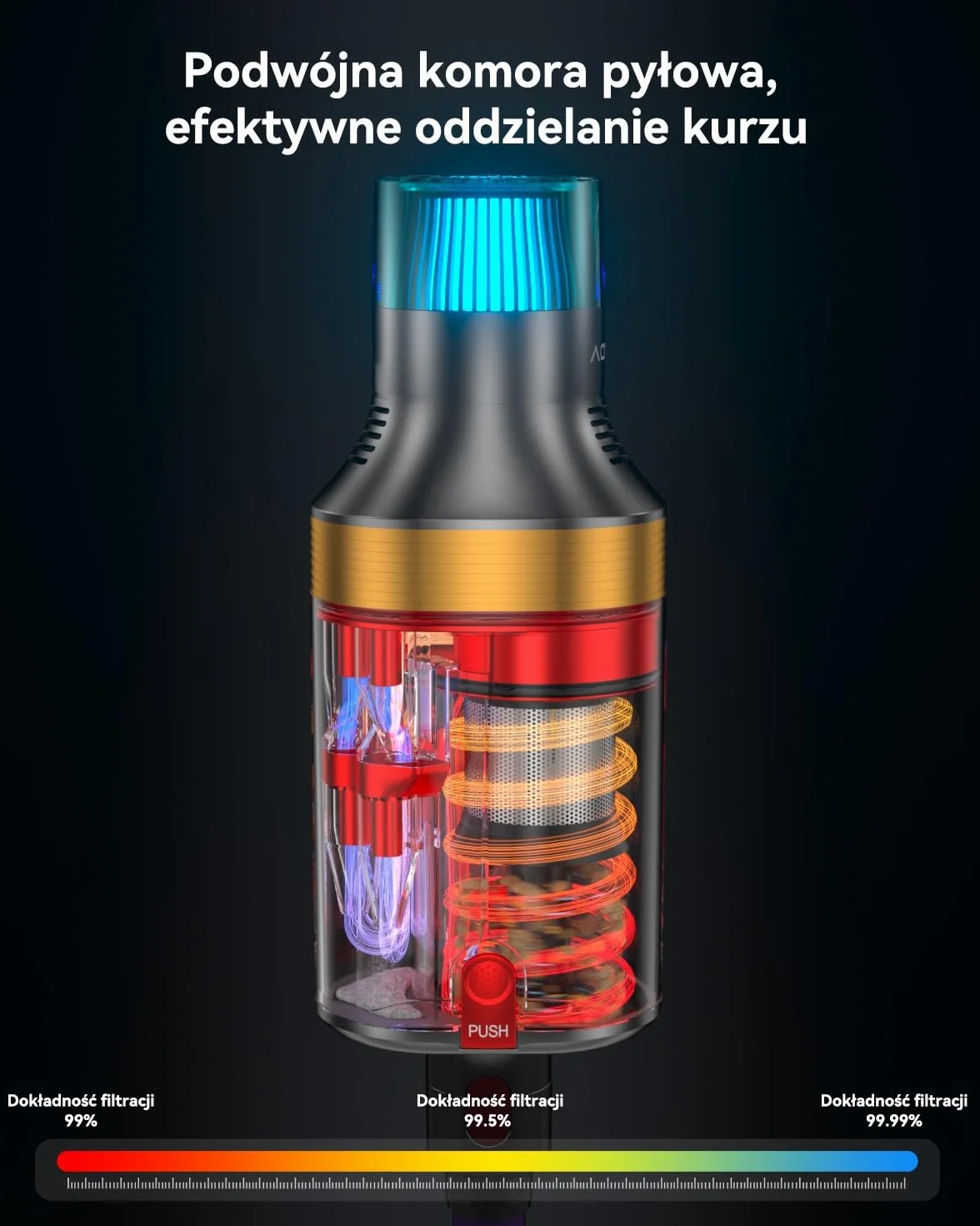 aonus A9MAX bezprzewodowy odkurzacz miotłowy 58Kpa 600W 1.8L 75 minut