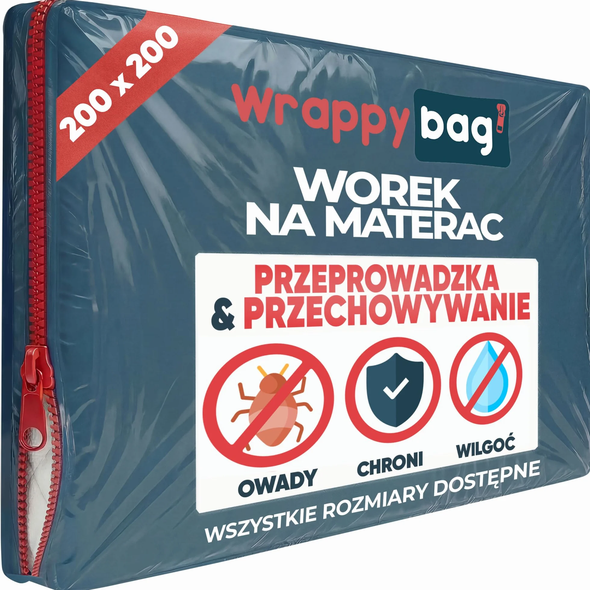WRAPPYBAG Nieprzezroczysty Pokrowiec Ochronny na Materac 200 x 200 cm