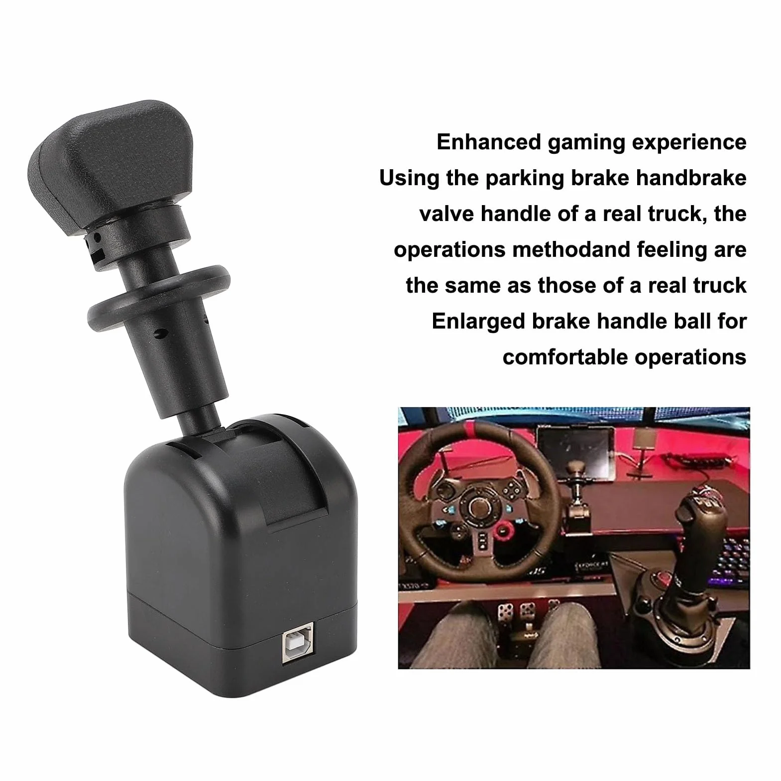 Hamulec Ręczny USB do Komputera, Aktualizacja do Gier Wyścigowych SIM Symulowany Hamulec Ręczny do G27 G29 G920 T300, Zawiera Zacisk, Kompatybilny z Euro Truck Simulator 2 i