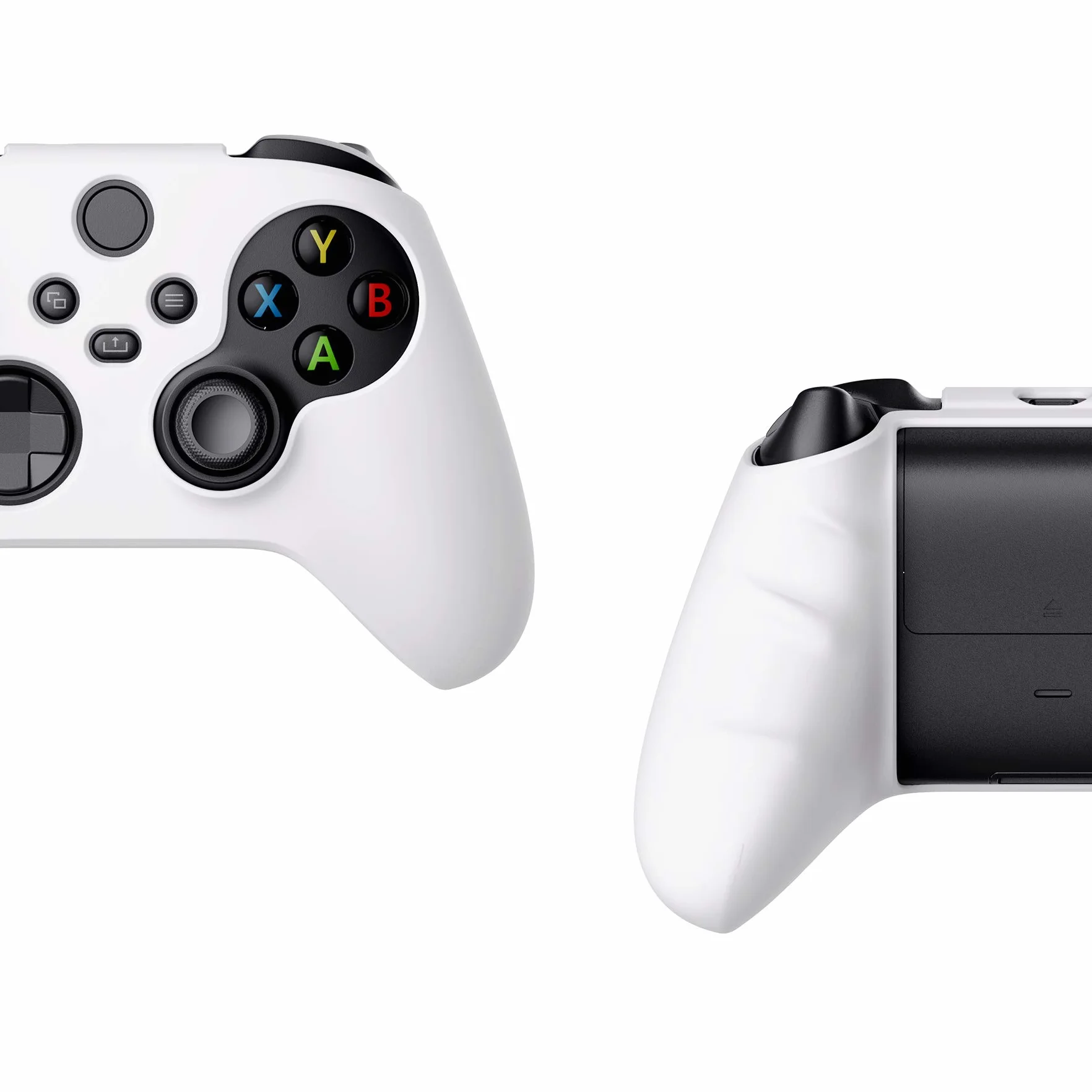PlayVital Anti-Slip Silikonowe Etui Ochronne do Xbox Series X,Pokrowiec Ochronny do Xbox Series S Kontrolera,Miękka Gumowa Obudowy Ochraniacz Skóry z Nakładki na Kciuki-Biały(Czysta Seria)