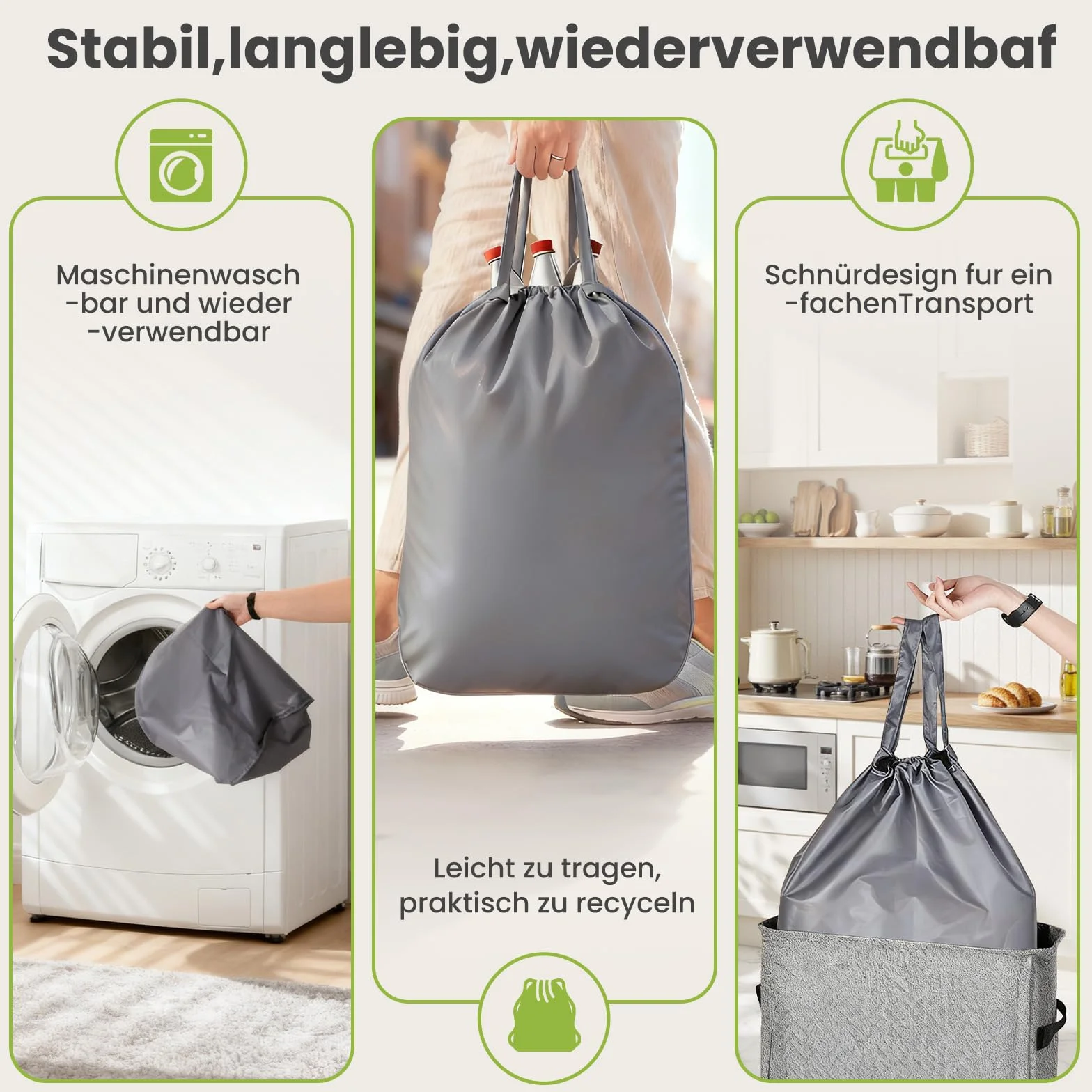 AIUNAOM 110L Duży kosz na śmieci do kuchni,Pojemnik na butelki z workiem do recyklingu,Butelki z kaucją do odpadów nadających się do recyklingu i szkła,Butelek,Pojemnik na Odpady do domu,biura,Szary