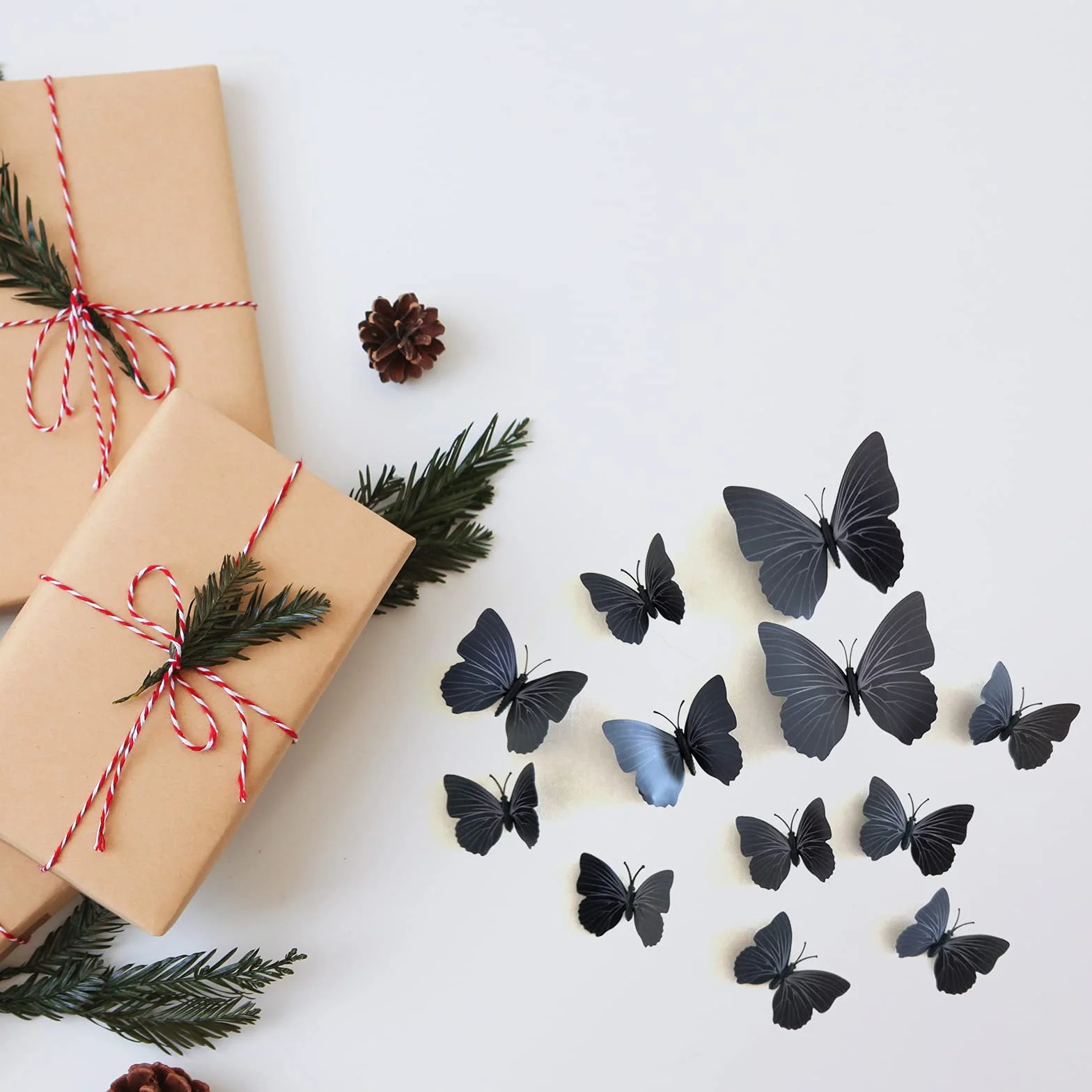 FuninCrea magnetyczne naklejki 3D motyl wodoodporne czarne