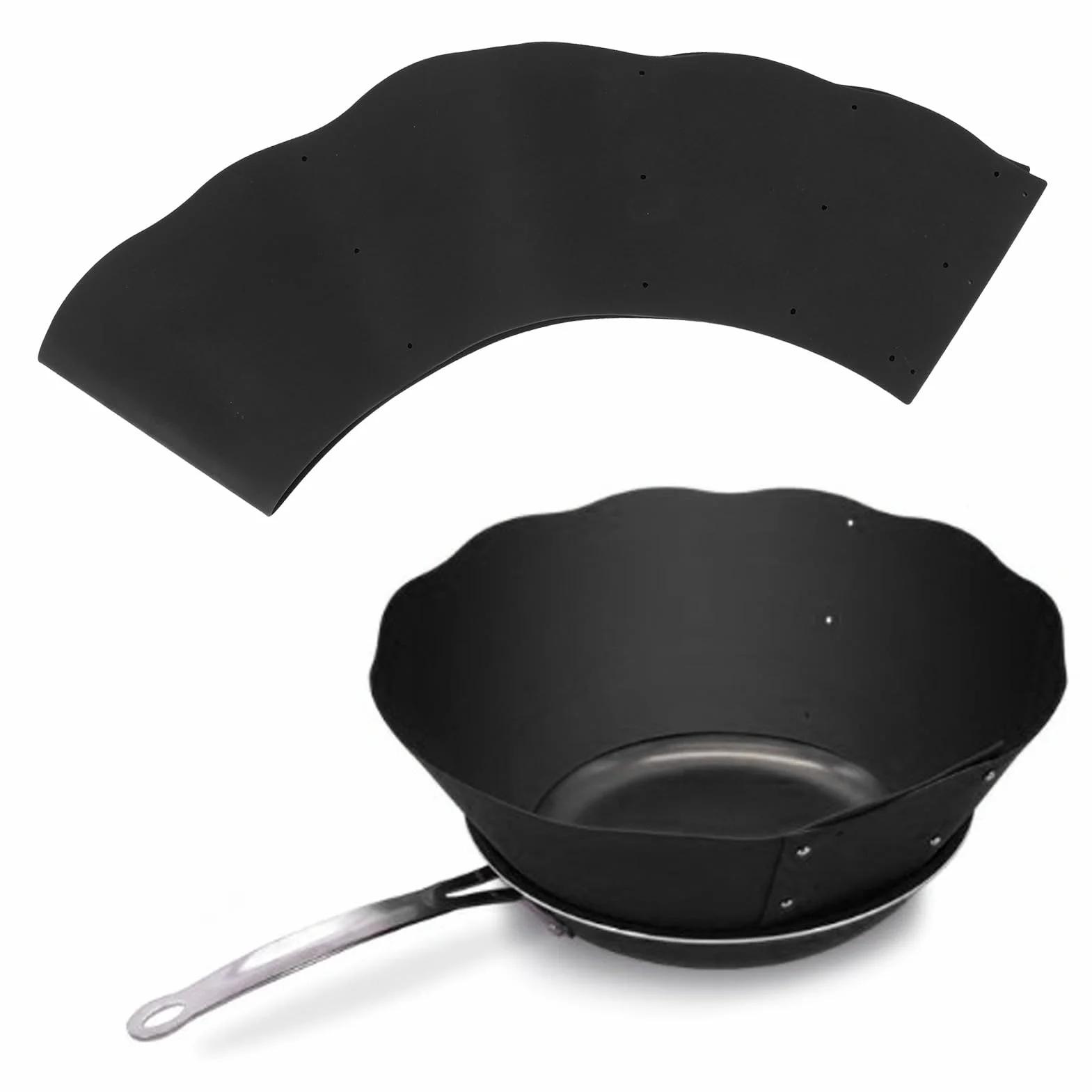 Silikonowa Osłona Przeciwbryzgowa, Silikonowa Osłona Przeciwbryzgowa do Patelni Garnek DIY Regulowana Osłona Przeciwbryzgowa Oleju do Kuchni Codziennego Gotowania (BLACK)