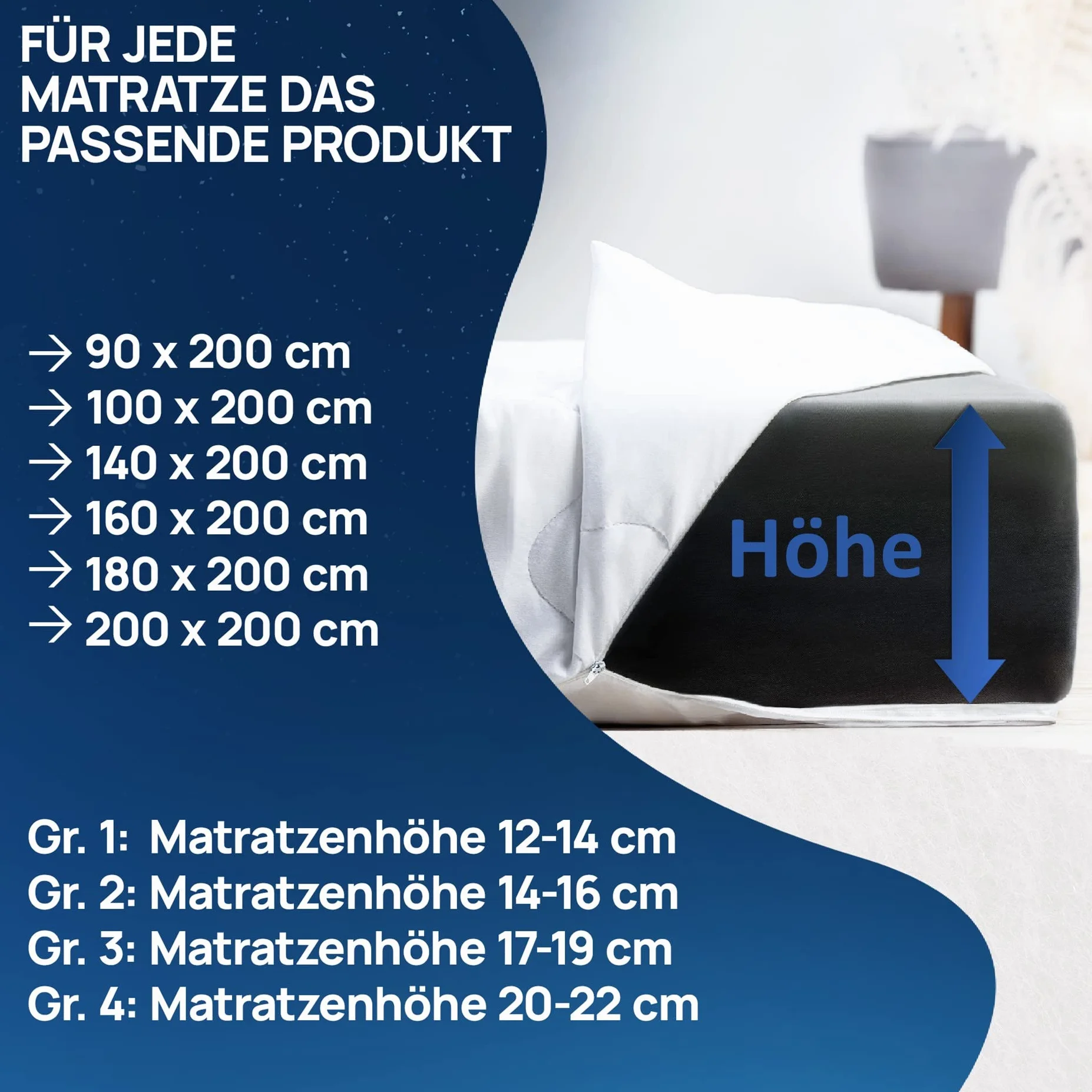 Pokrowiec na materac 140x200 cm mikrofibra biały Matratzenhöhe 12-14 cm