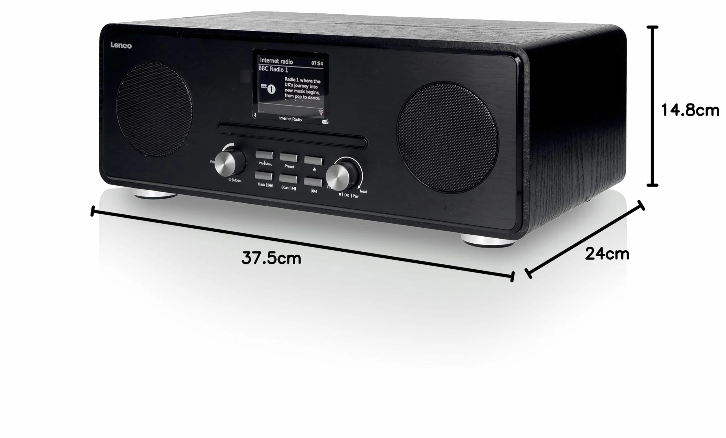 Lenco A004141 Radio Internetowe Bluetooth i WiFi, Czarny, 1 Sztuka