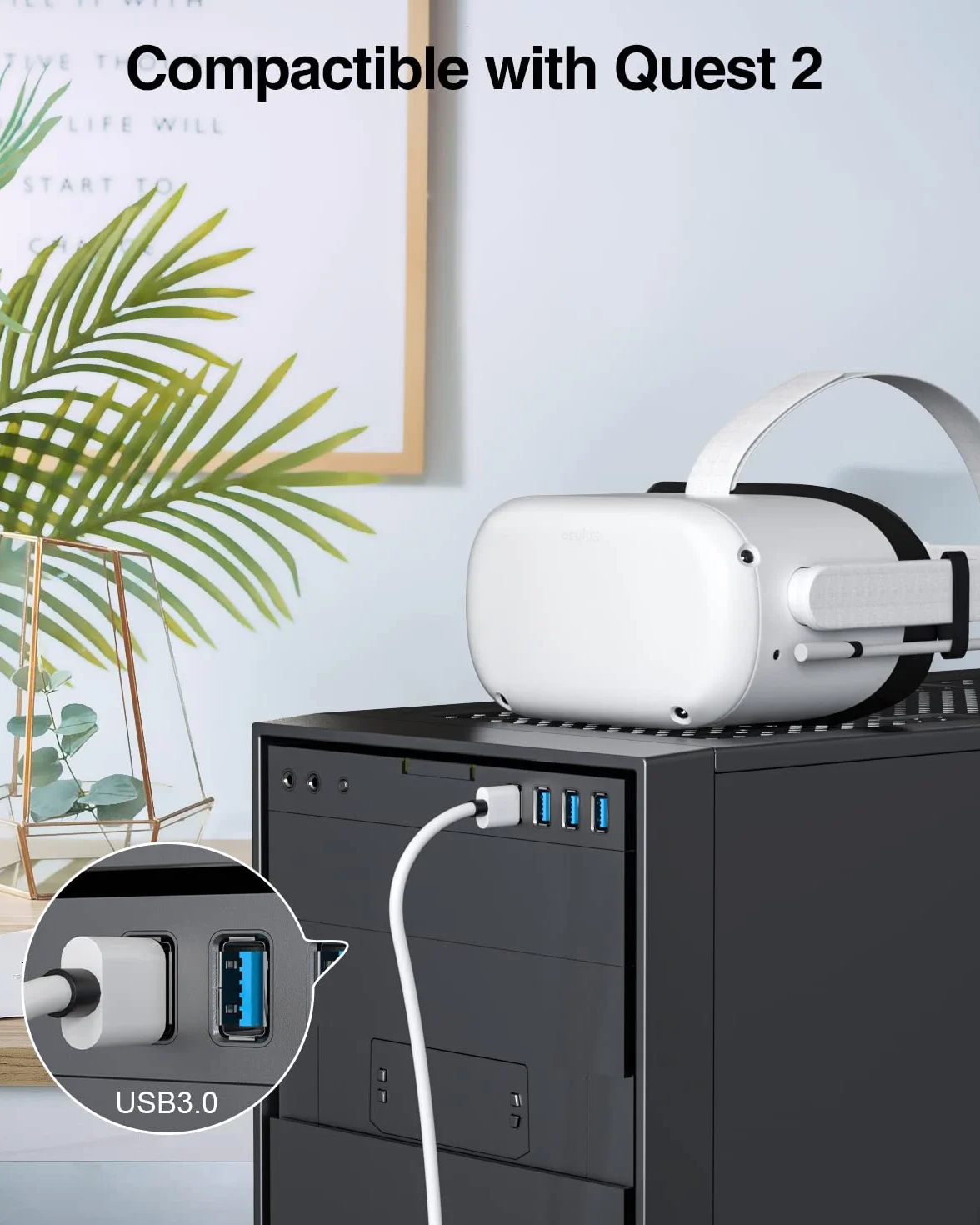 Kabel łączący 2 w 1 do Oculus/Meta Quest 2, USB 3.0 na typ C, 5 metrów, z oddzielną funkcją ładowania, akcesoria do VR