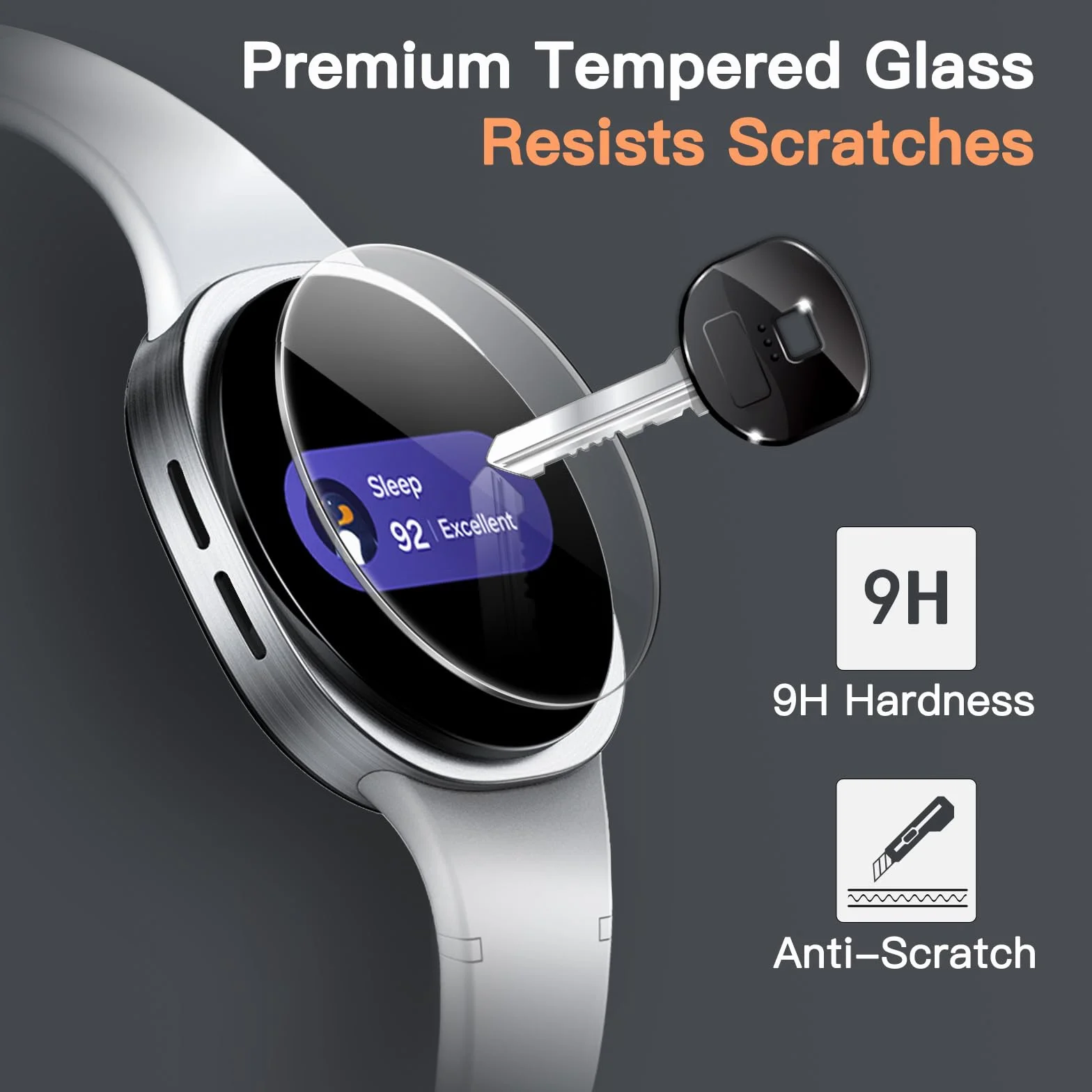 JETech Ochraniacz Ekranu dla Samsung Galaxy Watch 8 44mm (Tylko Ochrona Ekranu 40mm), Szkło Hartowane Antyzarysowania, HD Przejaśniać, 3 Sztuki