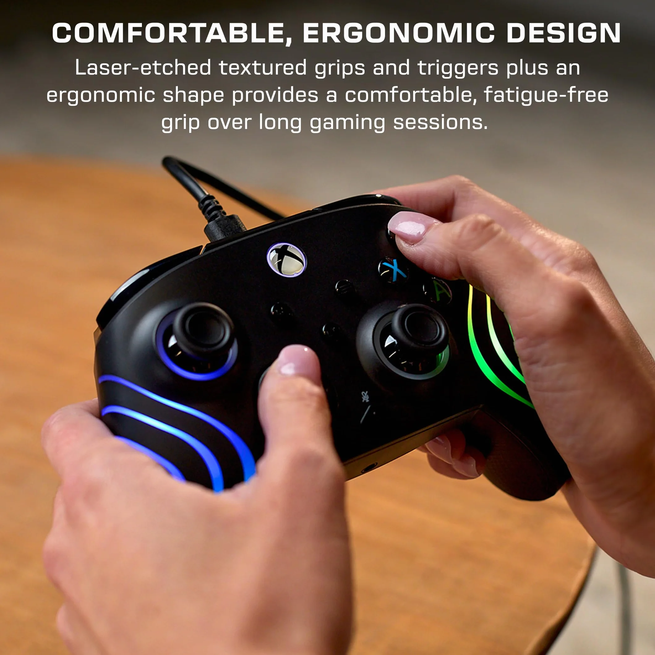 Turtle Beach Afterglow Wave, czarny, przewodowy kontroler do gier RGB – licencjonowany dla Xbox Series X lub S, Xbox One i Windows