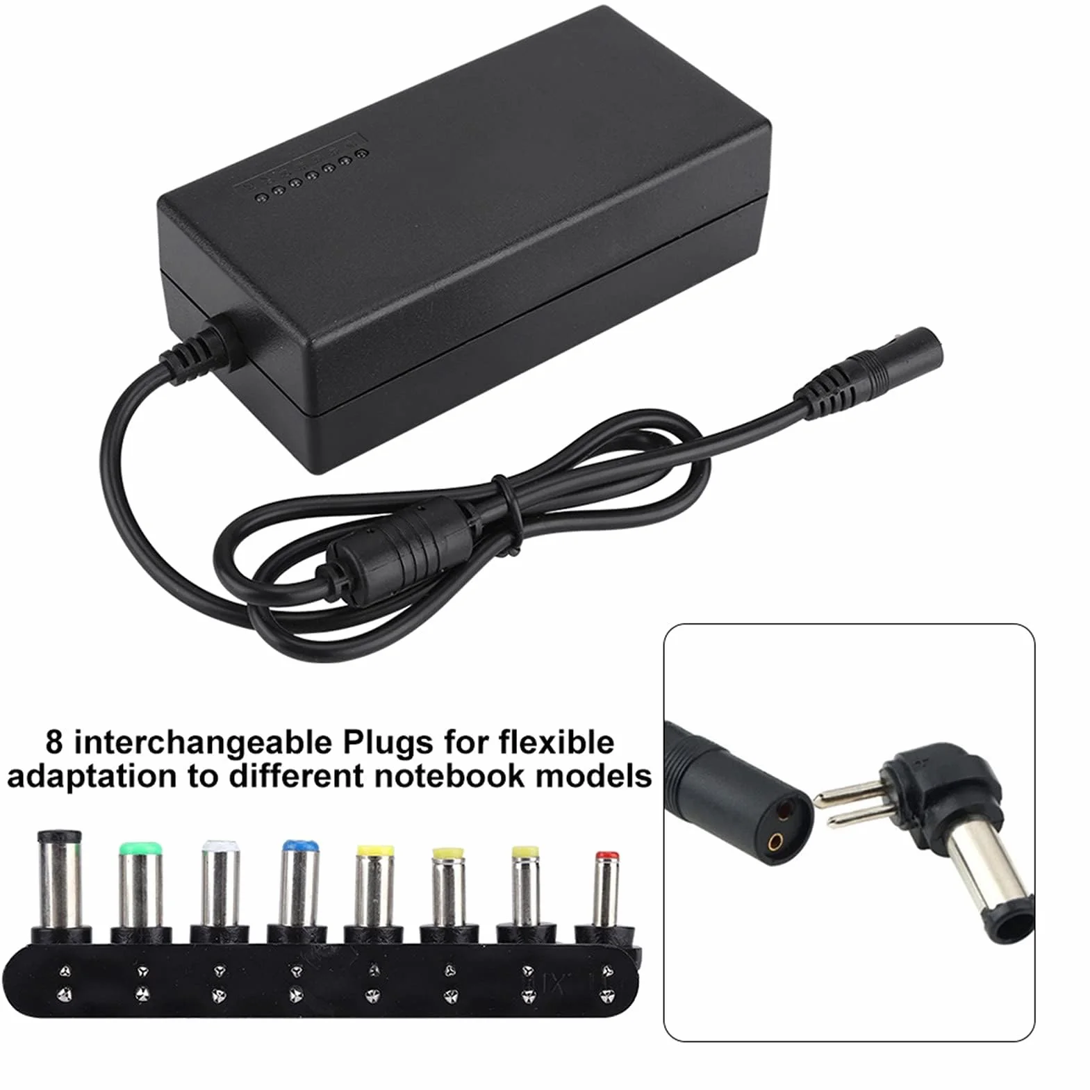 Uniwersalny zasilacz sieciowy do ładowarki do laptopa 96 W, regulowane napięcie 12-24 V, 7-pozycyjny adapter przełącznika zasilania z 8 portami DC i podwójnym