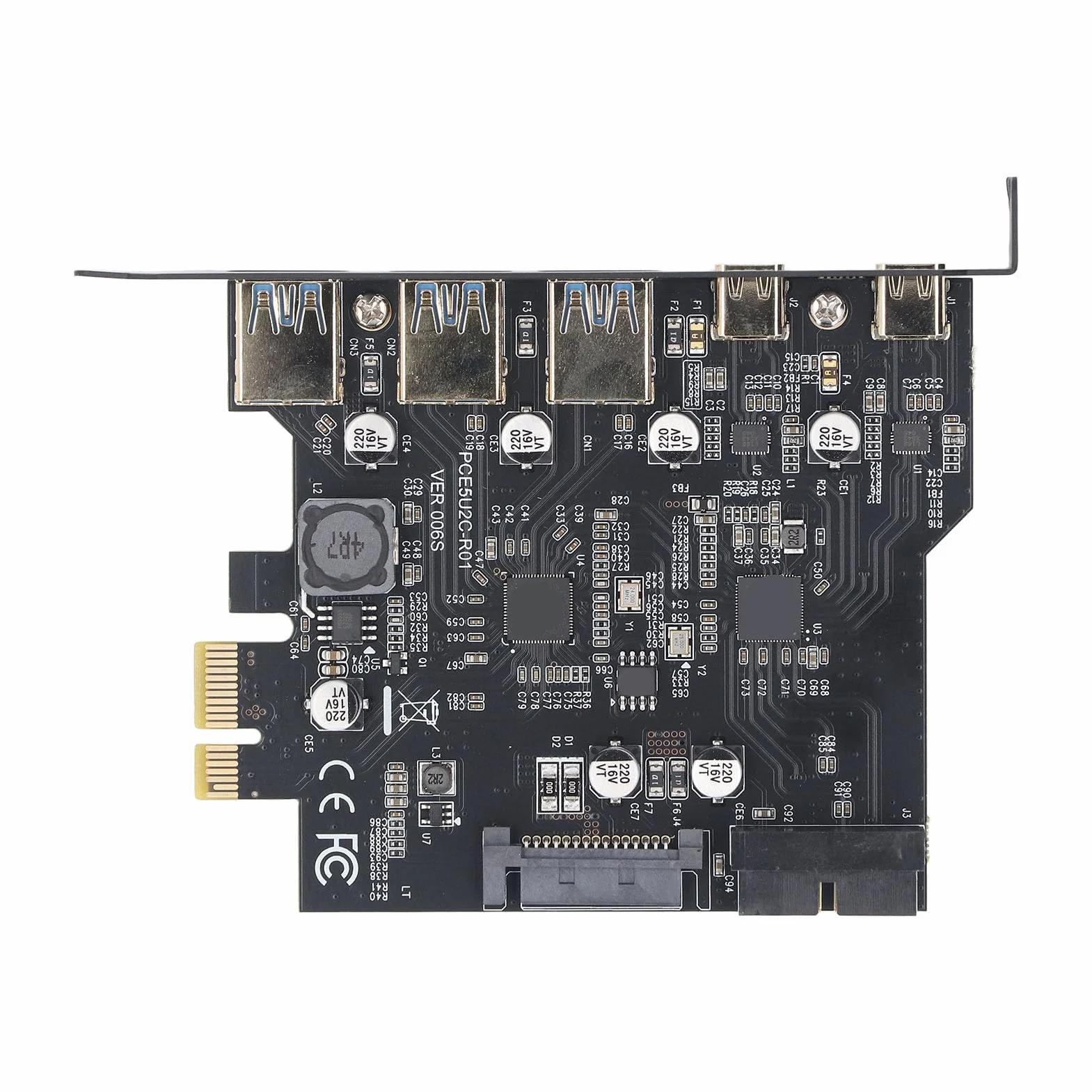 Karta PCIe na USB 3.2 Gen 2 z szybkością 20 Gb/s, 5 Portów USB (3 USB Typu A 2 USB Typu C), Karta rozszerzeń PCI Express dla Systemu dla Systemu Linux dla Systemu OS X PC