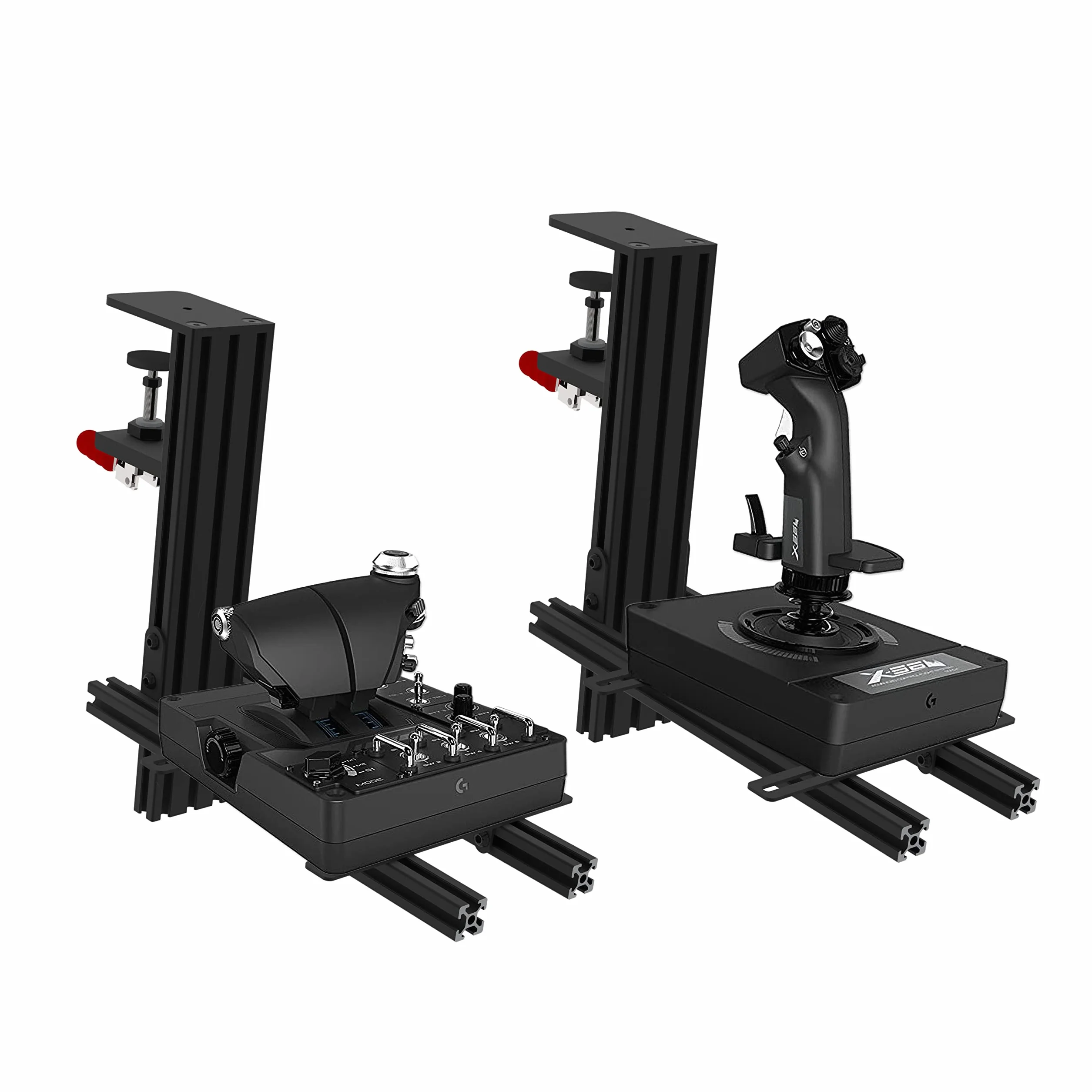 HIKIG 2-częściowy uchwyt biurkowy kompatybilny z Thrustmaster HOTAS Warthog Joystick, przepustnicą i HOTAS, obsługuje również inne urządzenie do gier lotniczych - czarny