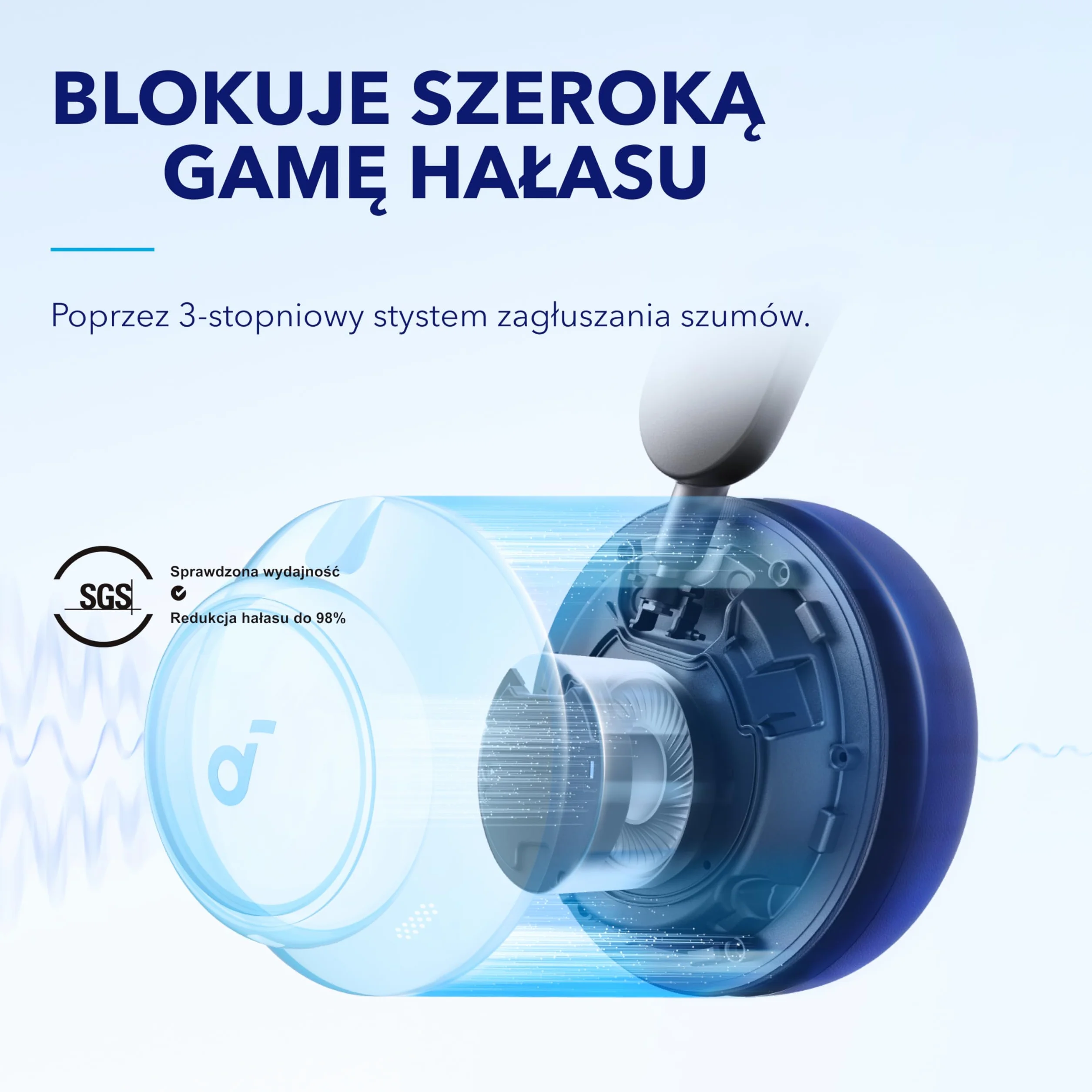 Soundcore Space Q45 by Anker słuchawki z adaptacyjną redukcją szumów do 98%, 50 godz. odtwarzania, aplikacją, szczegółowym dźwiękiem w wysokiej rozdzielczości, Bluetooth 5.3, idealne na podróż
