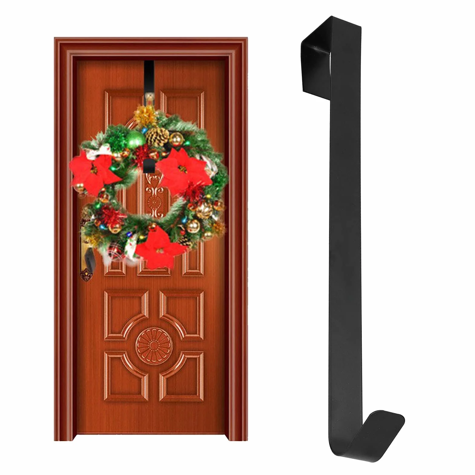 Metalowy hak na wieniec bożonarodzeniowy 39 cm czarny