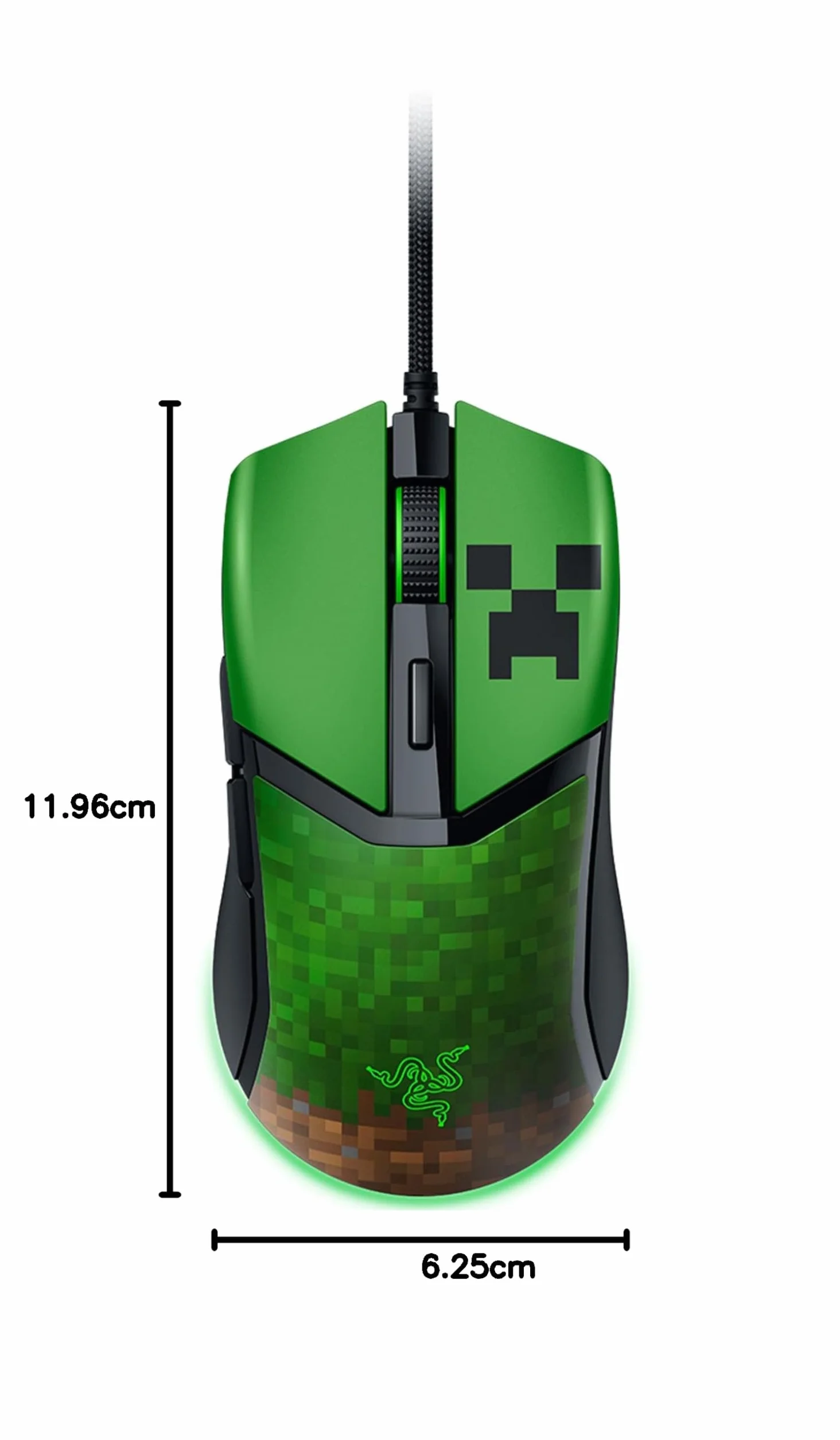 Razer Cobra Minecraft Edition lekka przewodowa mysz do gier 8500 DPI 58 g optyczne przełączniki 3. generacji podświetlenie Chroma kabel Speedflex