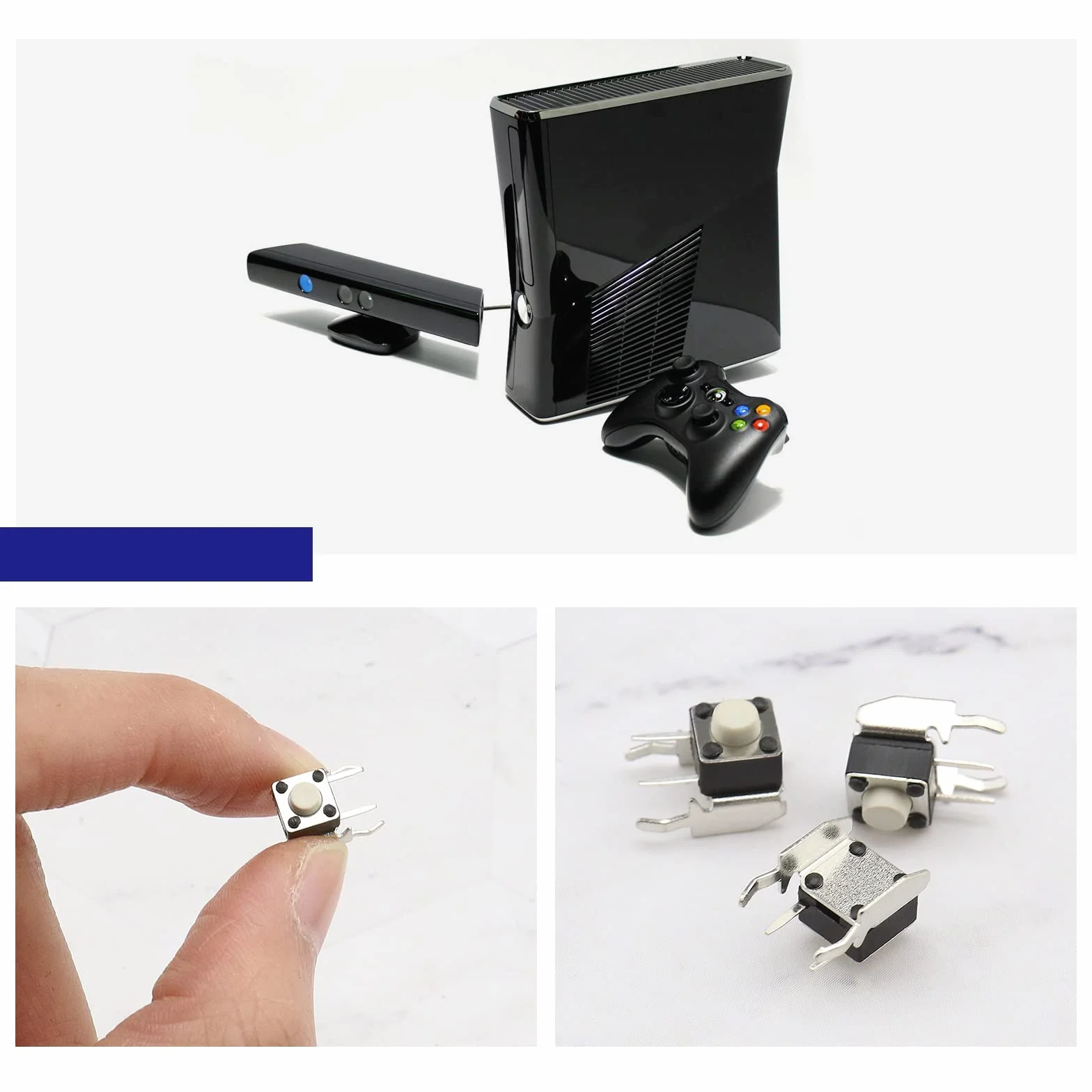 ECSiNG 10 szt. RB LB zderzak przełącznik przycisk zamiennik część naprawcza 6 x 6 x 5 mm kompatybilny z kontrolerem Microsoft Xbox One Xbox 360 czarny