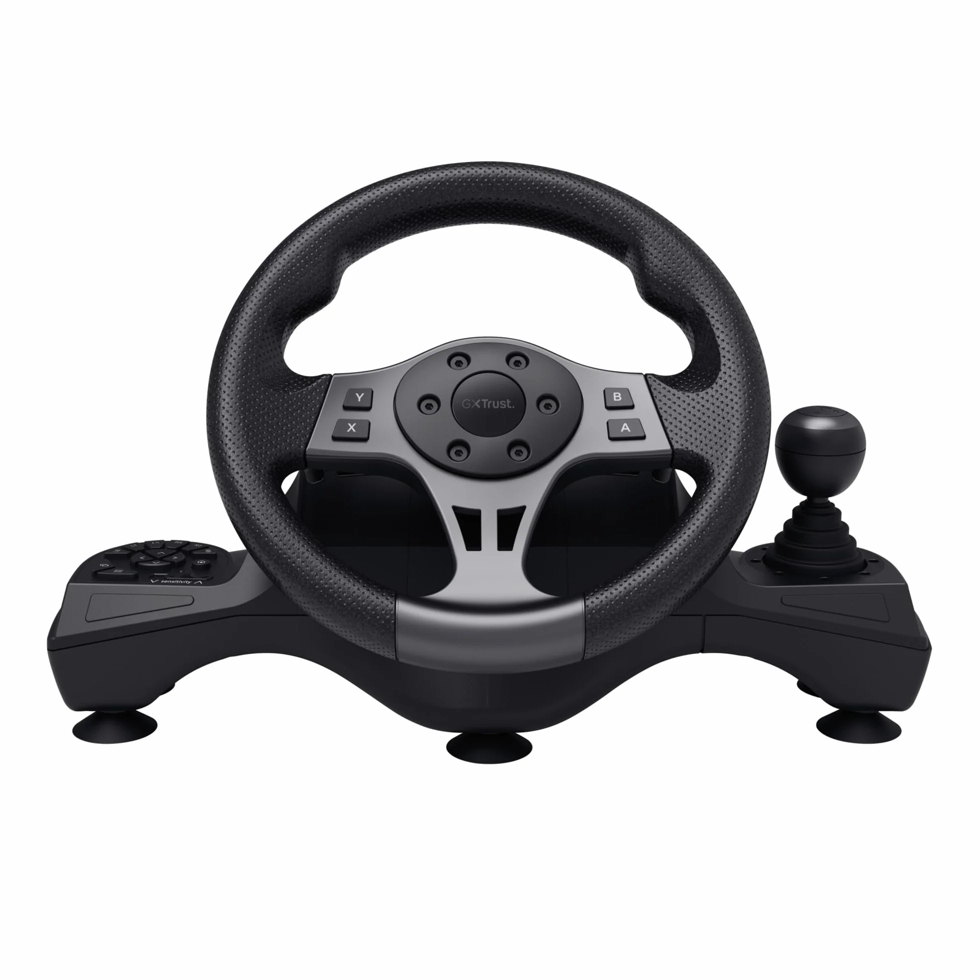 Trust Gaming GXTrust 289 Kierownica Gamingowa do PC Xbox Series X/S PS4 Nintendo Switch, Kierownica Wyścigowa z Pedałami Antypoślizgowymi, Dźwignią Zmiany Biegów i Manetkami, Farming Simulator / F1