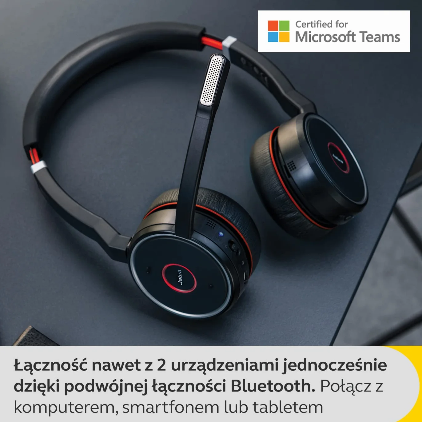 Jabra Evolve 75 SE - bezprzewodowy zestaw słuchawkowy Bluetooth stereo - z mikrofonem i aktywną redukcją szumów - certyfikat MS Teams, współpracuje ze wszystkimi platformami - czarny