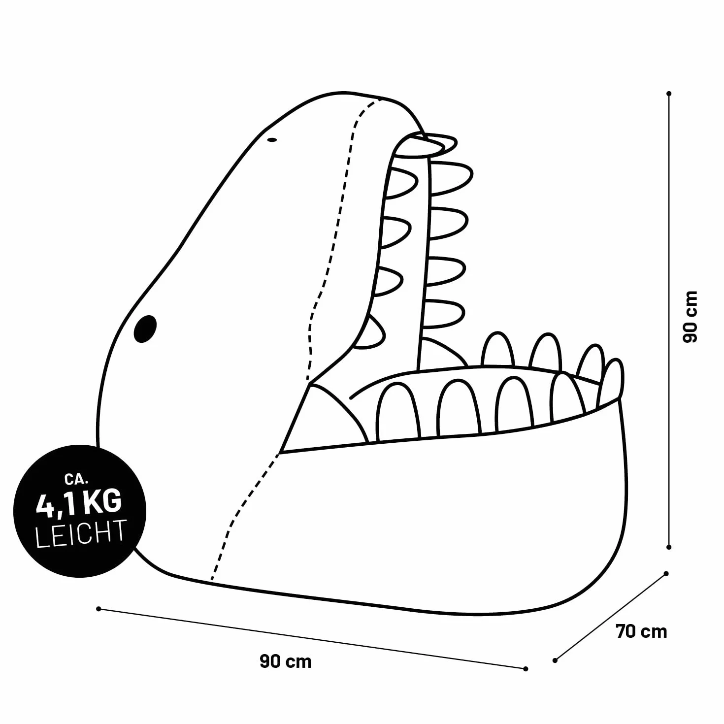 Lumaland Dino worek do siedzenia dla dzieci, rodzina zwierząt, wodoodporna pufa do użytku wewnątrz i na zewnątrz, łatwy w pielęgnacji materiał, 90 x 90 x 70 cm, 4,1 kg, zielona