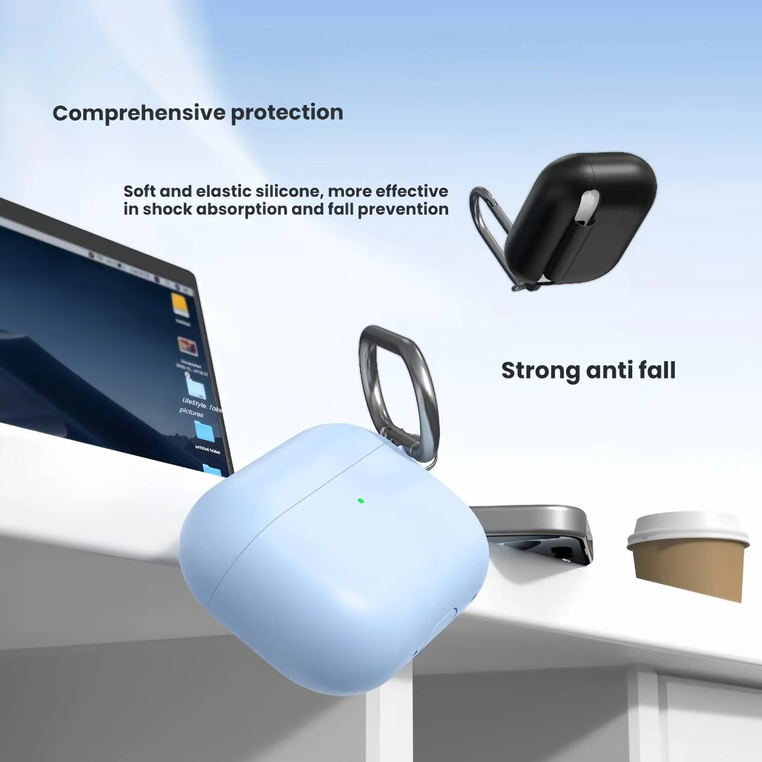 FTRONGRT Etui kompatybilne z AirPods Pro 3, miękki silikon, odporne na zarysowania, czarne