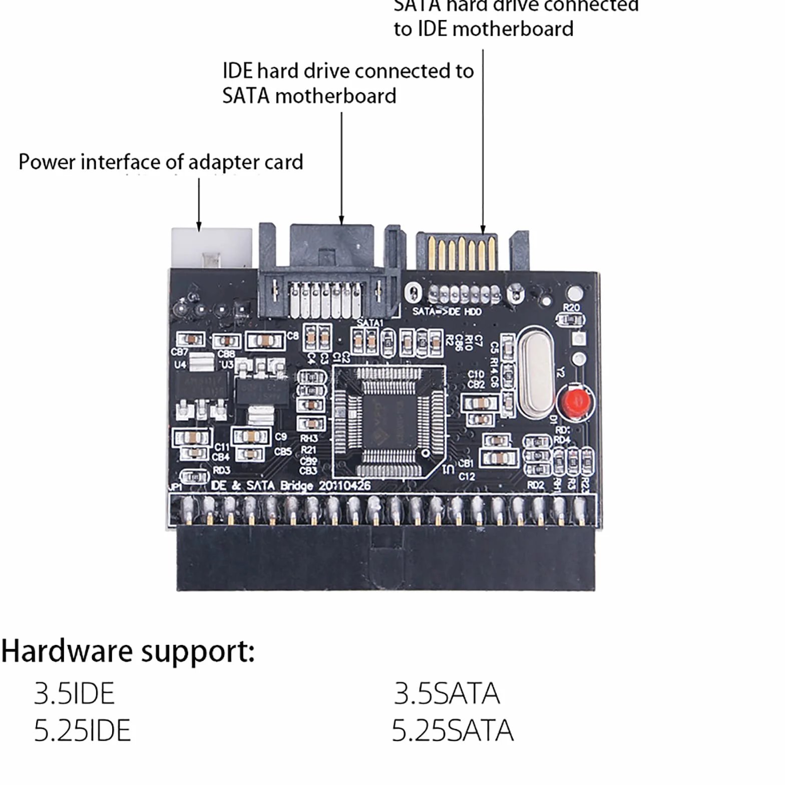 WANGCL Dwukierunkowy konwerter IDE na SATA Adapter SATA na IDE do dysku twardego HDD CD DVD