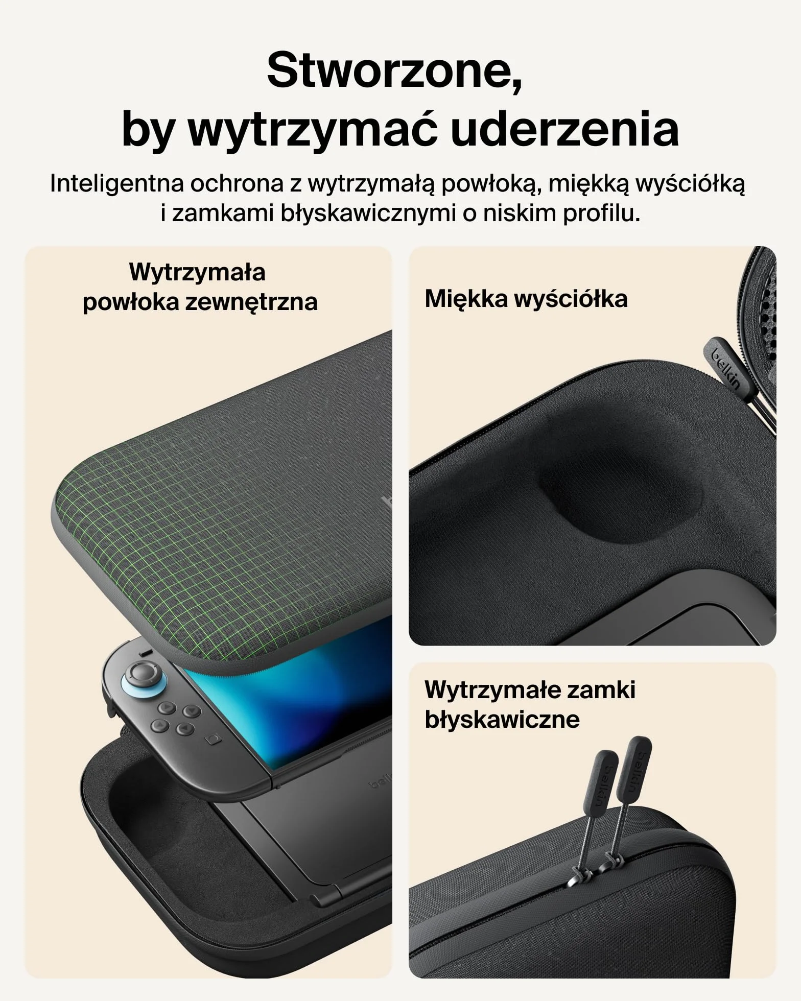 Belkin Gaming Etui Ładujące Pro do Nintendo Switch 2 z Powerbankiem 10 000 mAh, Torba Podróżna z Uchwytem na AirTag, Miejsce na 12 Kart z Grami, Ładowanie w Etui, Twarda Obudowa – Antracytowe