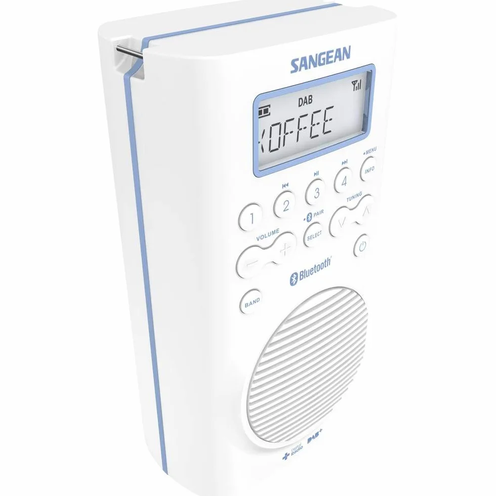Sangean H-205D BT wodoszczelne radio prysznicowe (Bluetooth, DAB+, UKW-RDS, wodoszczelne zgodnie z JIS7), białe
