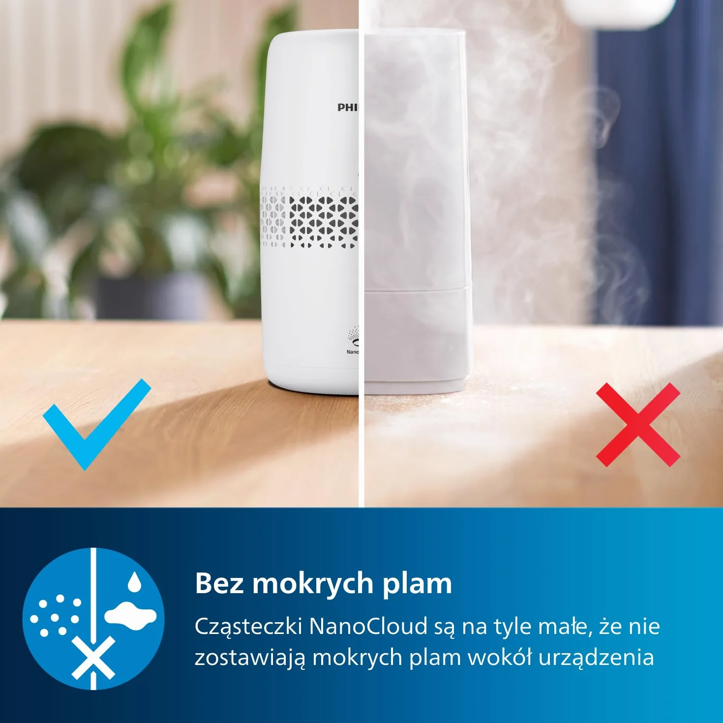 Philips Nawilżacz Ewaporacyjny Serii 2000 2L 190ml/h 31m² 32dB Biały HU2510/10