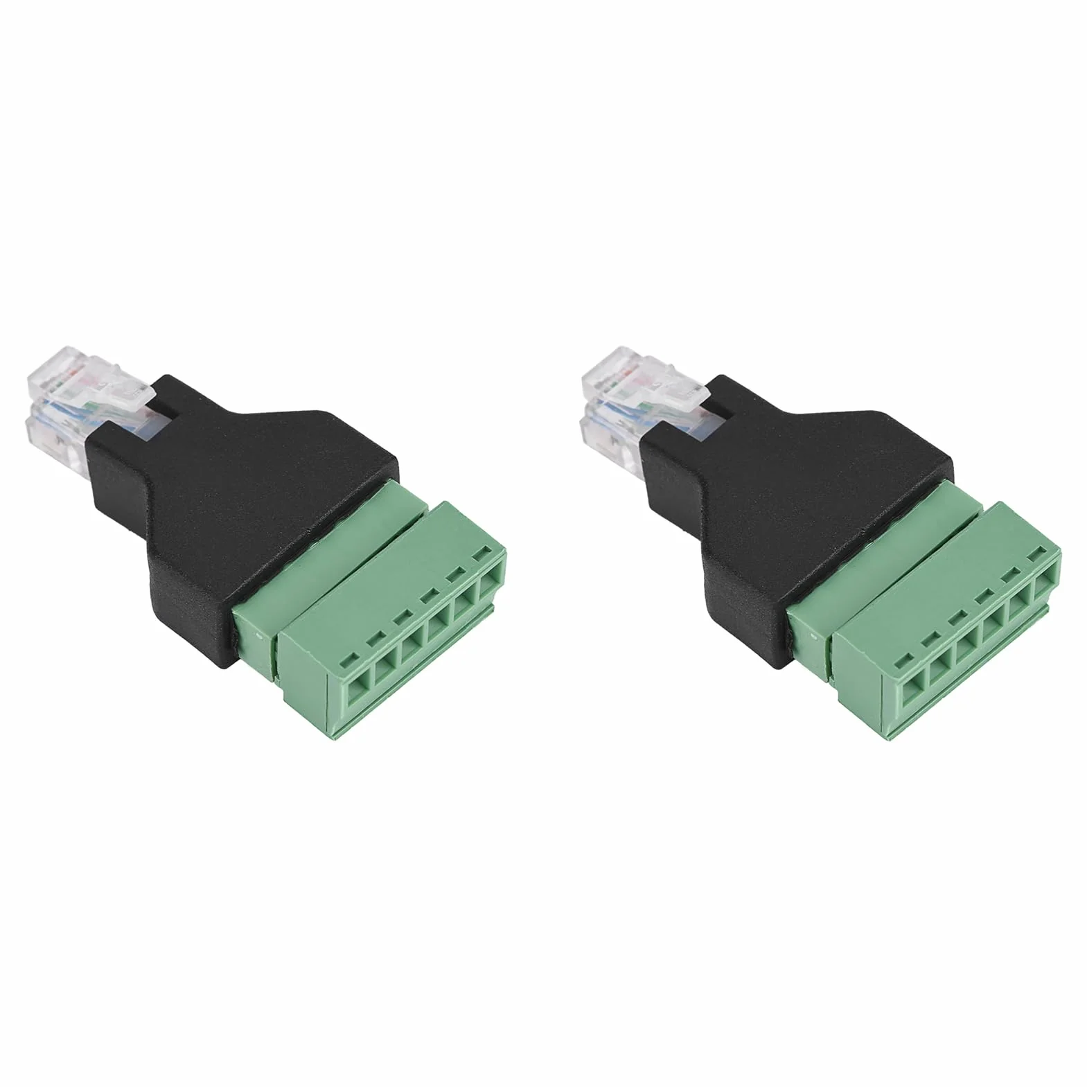 Adapter Końcówki śrubowej RJ12, 2 szt. Plastikowe Złącze Ethernet RJ12 6P6C Złącze Męskie na 6-pinowe Zaciski śrubowe