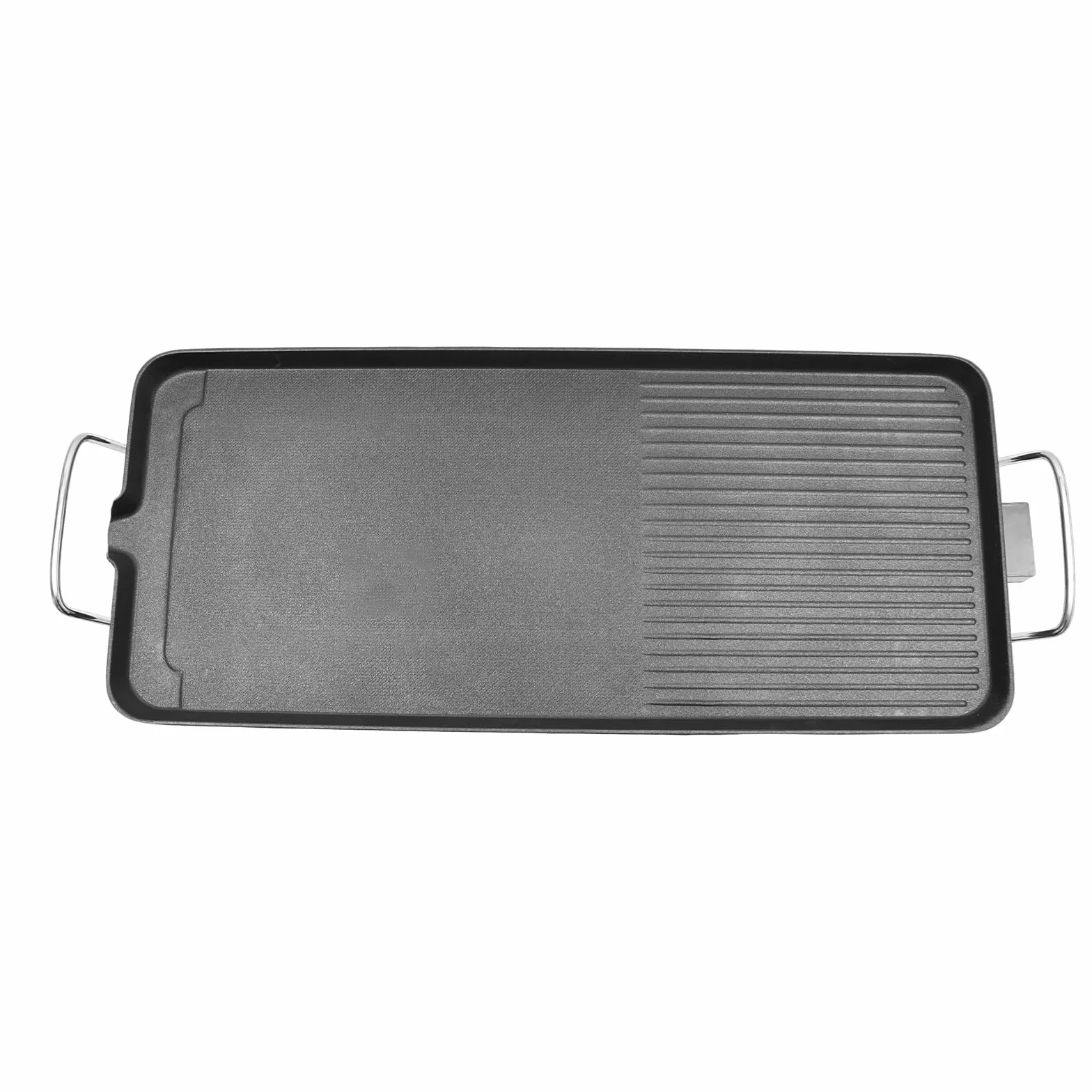 Grill elektryczny o mocy 1500 W, żeliwna płyta grillowa 68 x 28 x 7 cm, płaska patelnia grillowa z powłoką zapobiegającą przywieraniu, nadaje się do użytku na zewnątrz, do ogrodu, na piknik i kemping