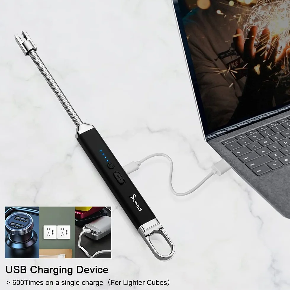 SUPRUS Zapalniczka USB Łuk Świetlny Elektryczna do Świec Kemping Gotowanie Czarna Złota