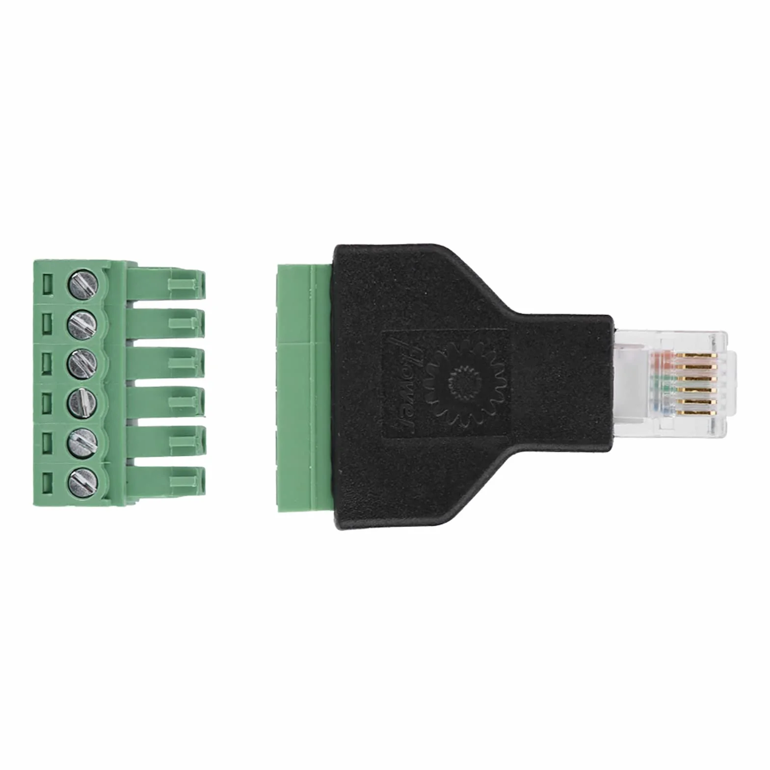 Adapter Końcówki śrubowej RJ12, 2 szt. Plastikowe Złącze Ethernet RJ12 6P6C Złącze Męskie na 6-pinowe Zaciski śrubowe