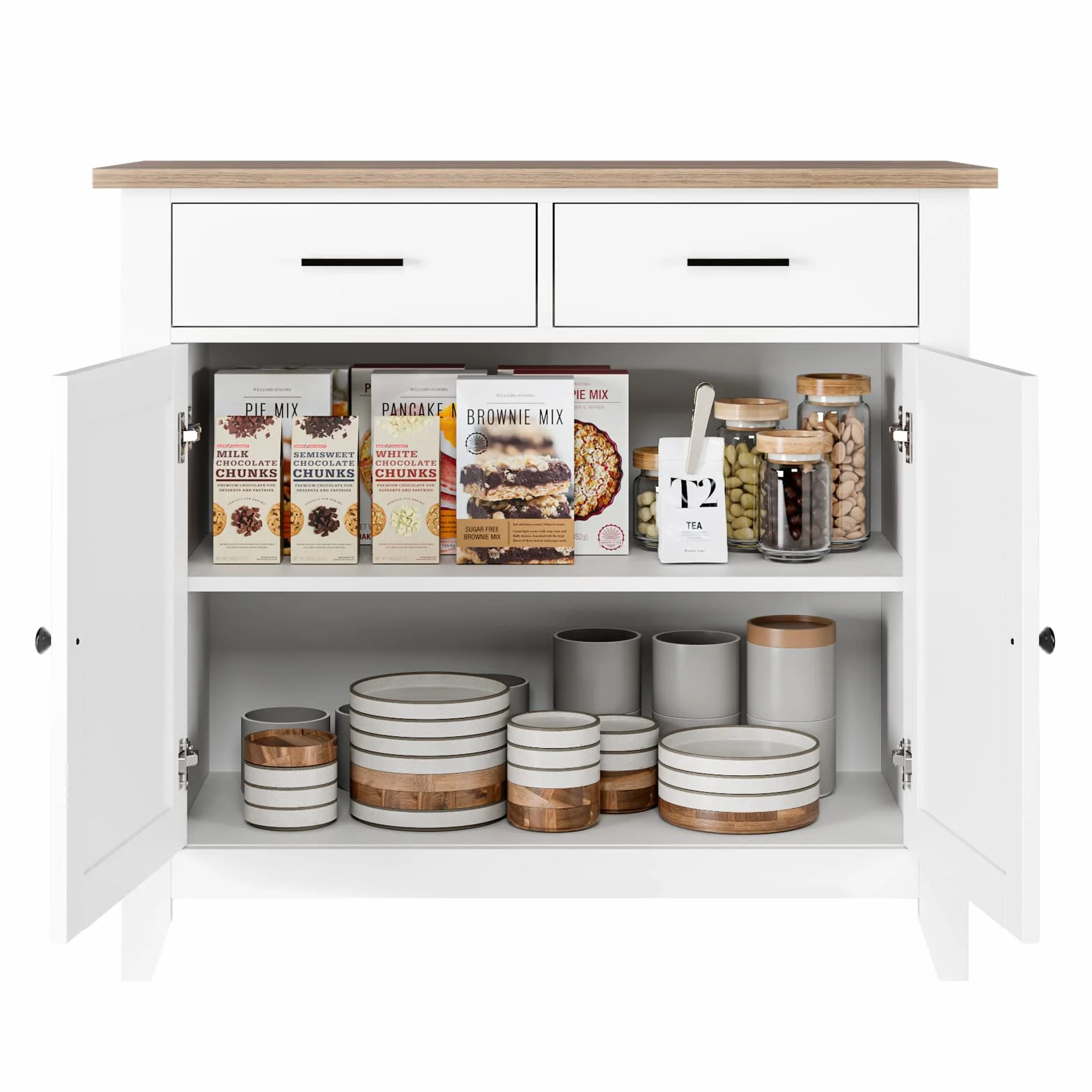 HOCSOK kredens szafka kuchenna 2 szuflady 2 drzwi blat roboczy drewno 82 x 40 x 91 cm