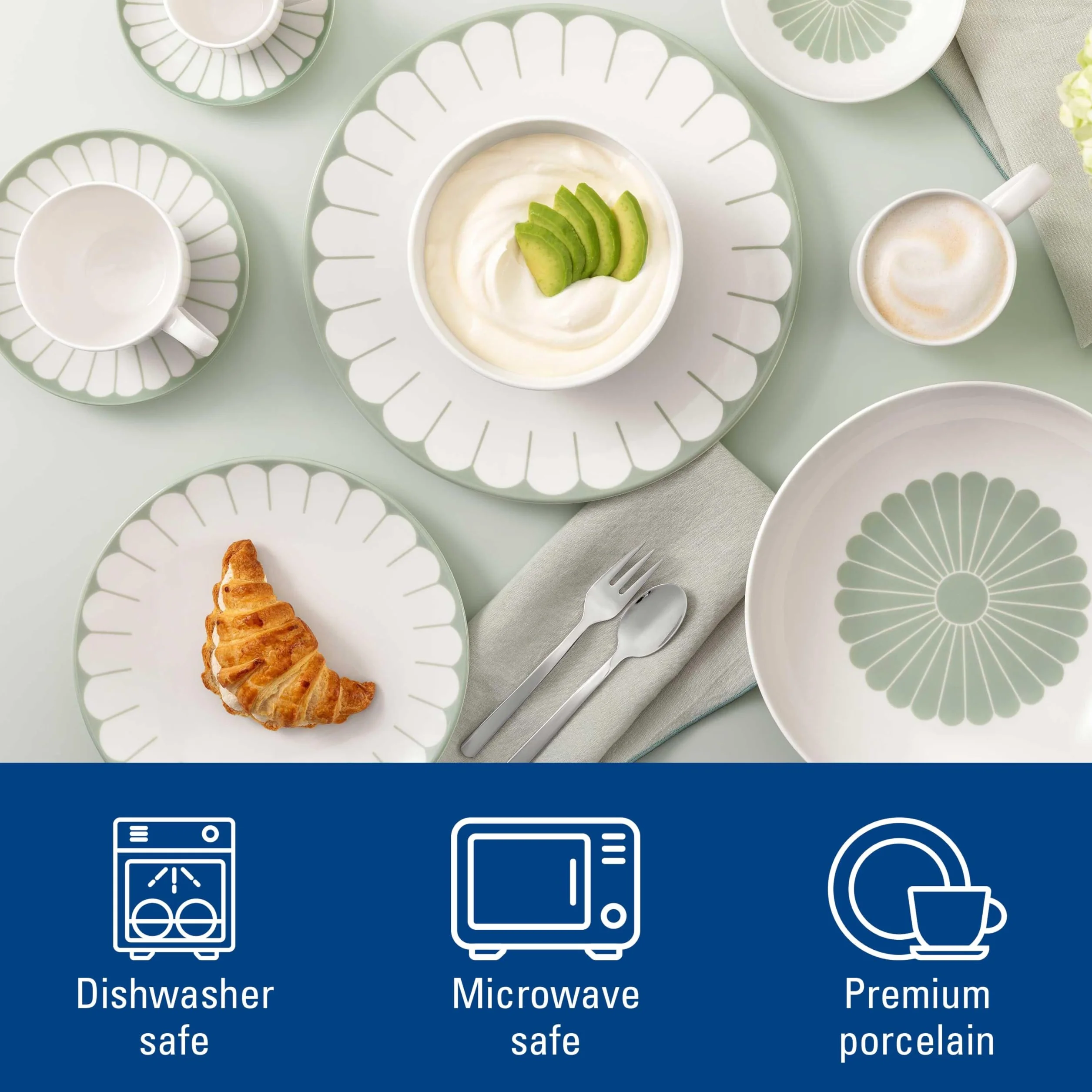 Villeroy & Boch - Fleur vert spodek do filiżanki do espresso zielony, do zmywarki i mikrofalówki, podstawka pod filiżankę espresso, talerzyk serwowania, kwiatowy wzór, porcelana Premium