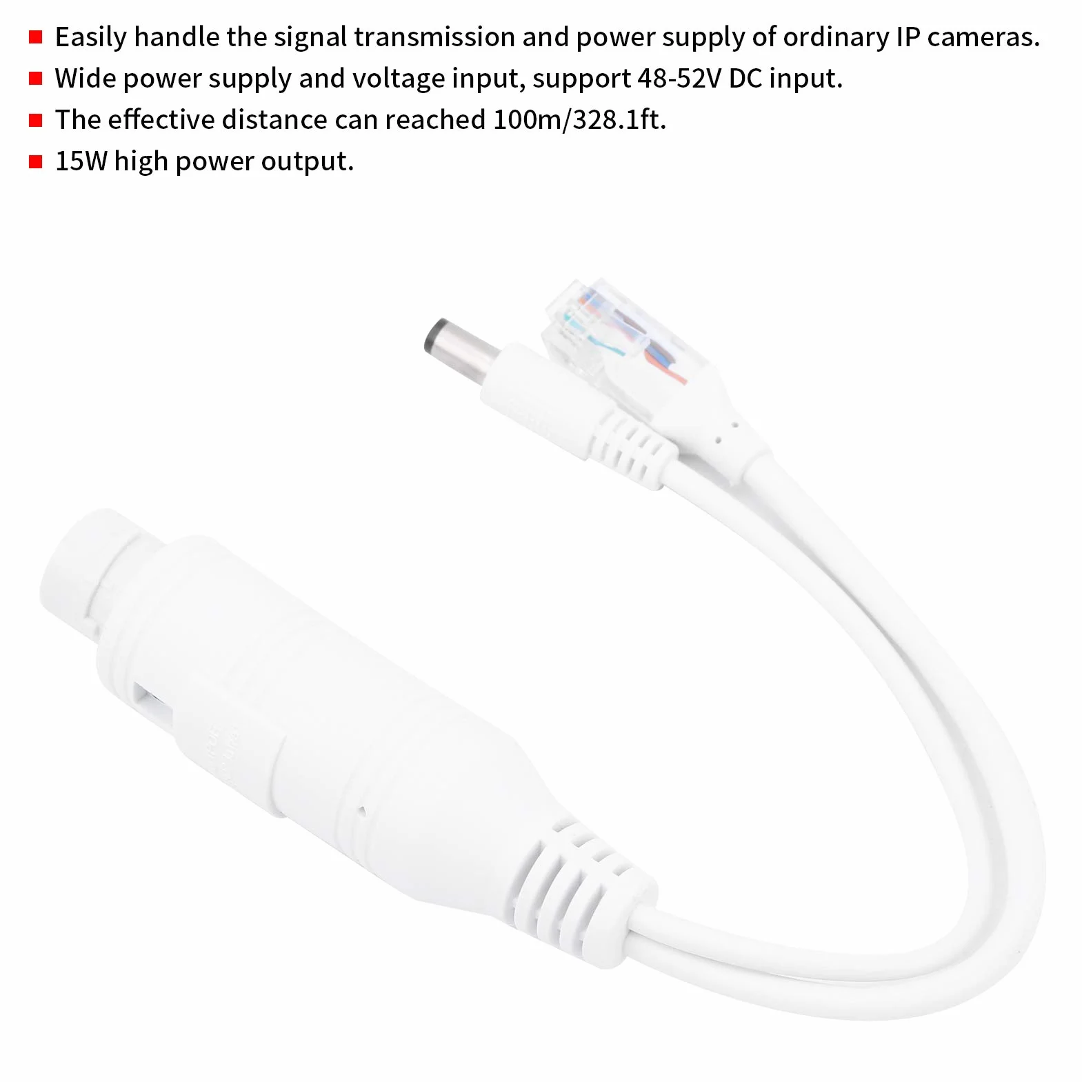 Rozdzielacz POE wodoodporny rozdzielacz POE 48 V na 12 V Adapter POE do kamery IP do użytku zewnętrznego wewnątrz z zestawem pokrowców przeciwdeszczowych