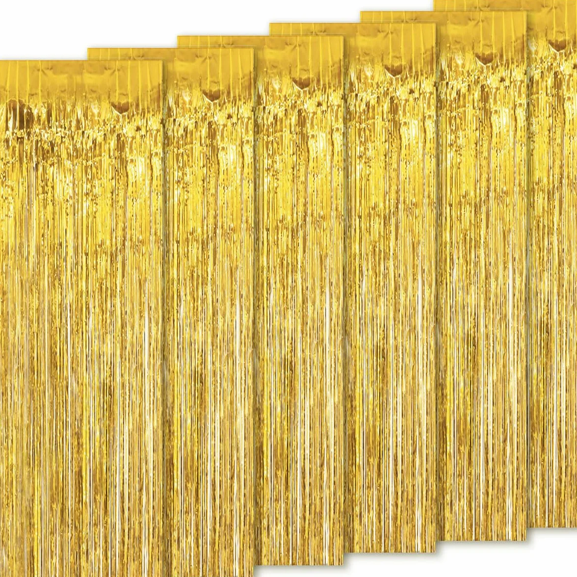 Gold Metallic Tinsel Curtain Party Backdrop 6 Pack Fringe Foil Decoration