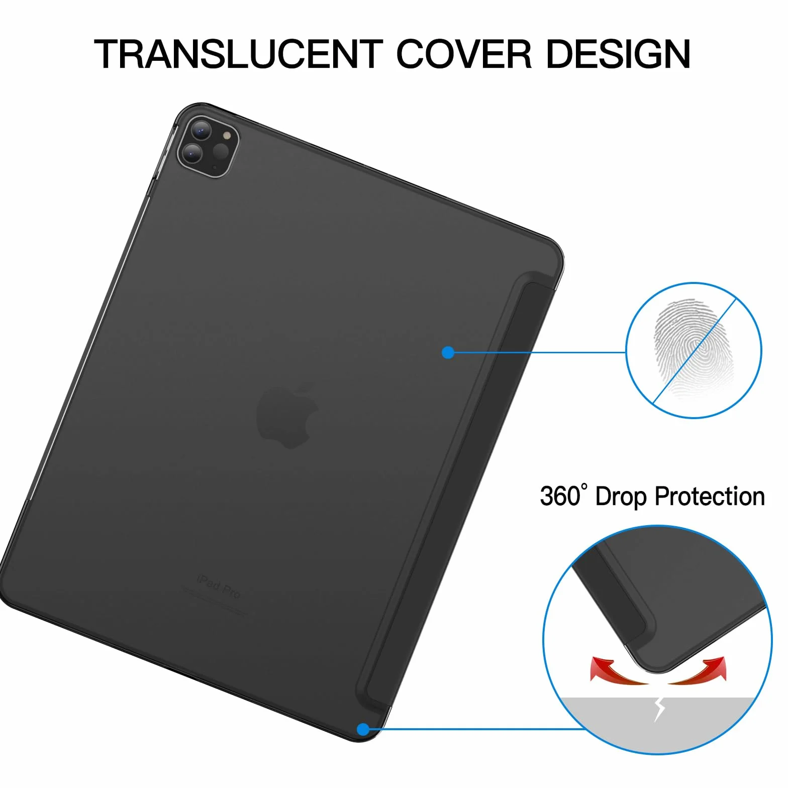 JETech Etui dla iPad Pro 12,9 Cala (6./5. Generacji, Model 2022/2021), Obsługuje Ładowanie Pencil, Przykryć z Automatyczne Budzenie/Usypianie (Czarny)