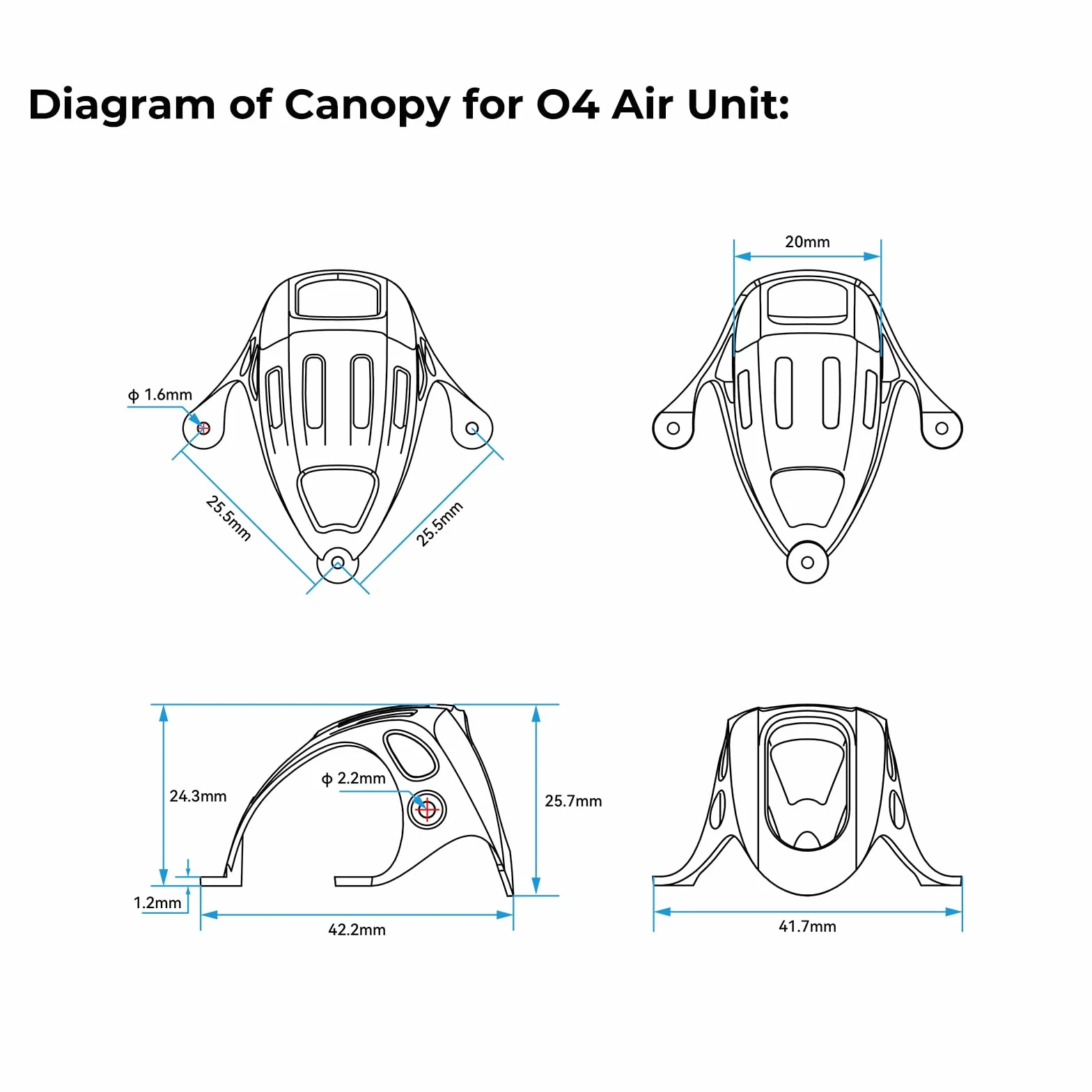 BETAFPV Zestaw 2 zestawów Canopy Kits do O4 Air Unit, Whoop Drones like Meteor65 Pro, Meteor75 Pro bezszczotkowy whoop dron Quadcopter, regulowany kąt kamery, Durable Stabilny