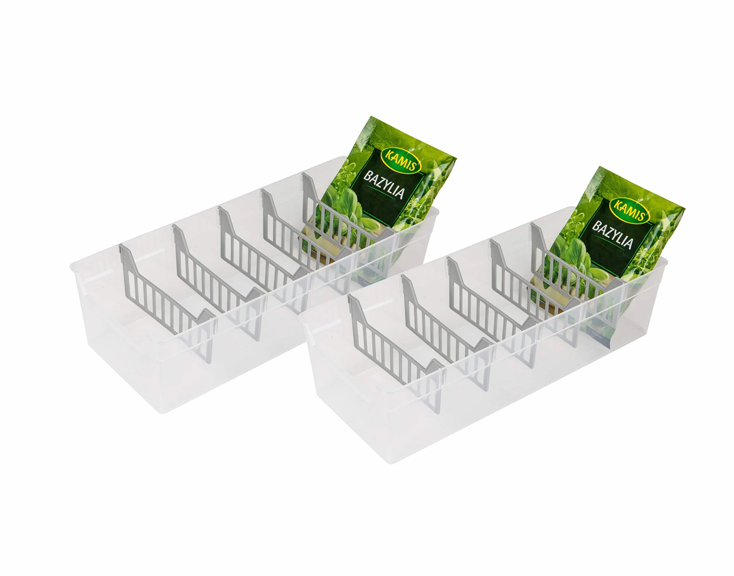 BranQ Home essential Pojemnik na przyprawy, organizer kuchenny, zestaw 2 szt., przezroczyste, bez BPA, tworzywo sztuczne PP, 30,7 x 11,3 x 8 cm (dł. x szer. x wys.) 5901098048903