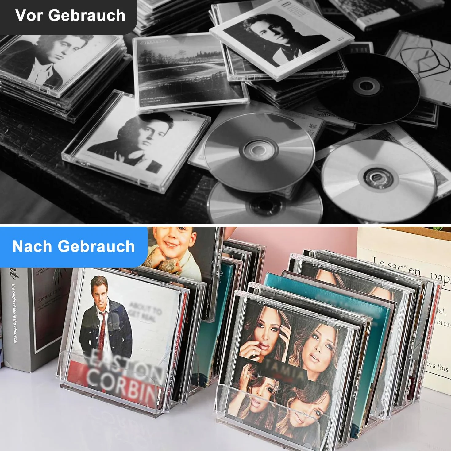 Przezroczysty uchwyt na płyty CD, 2 szt., akrylowy regał na płyty CD/DVD, stojak na kosmetyki, organizer na CD, tacki na kasety, kasety do gier, książki, kosmetyki