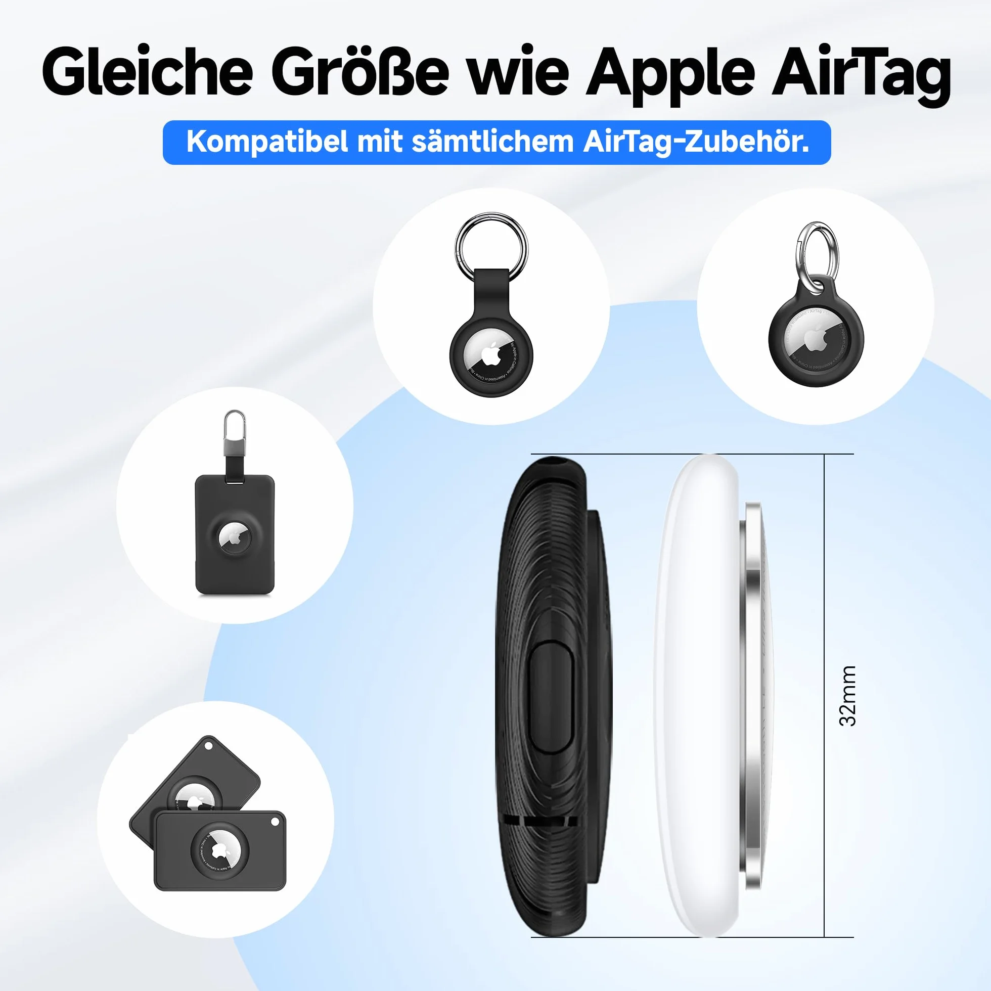 MiLi LiTag Duo – Lokalizator Bluetooth dla Android i iOS, Inteligentny Tracker Kluczy i Bagażu, Kompatybilny z Google Znajdź moje urządzenie i Apple Find My, Z Wymienną Baterią