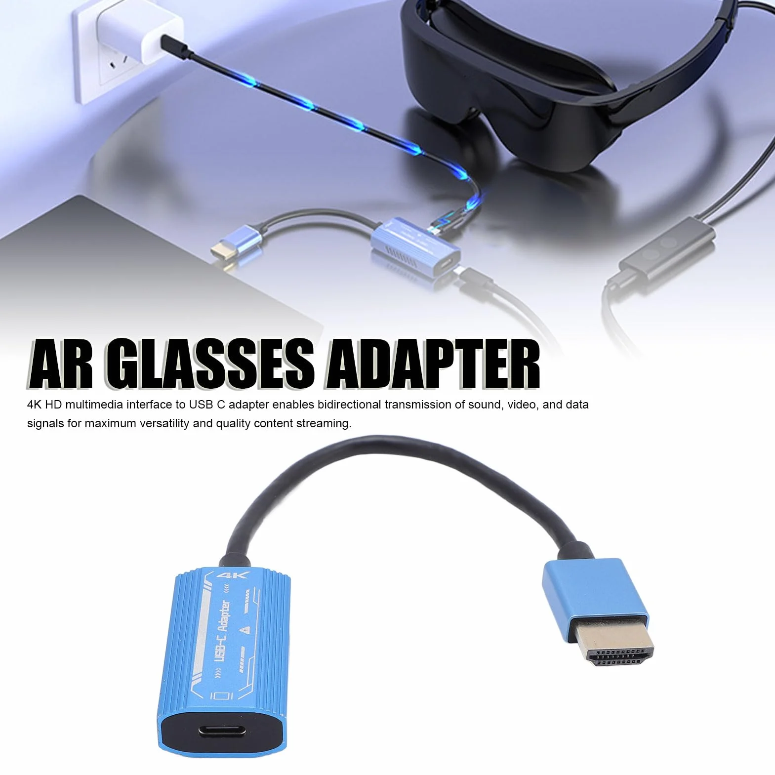 Adapter USB C na HDMI, 4K @ 60Hz PD 100W Typ C na HDMI Konwerter dla Air 2 Pro dla Air 2s XR Okulary AR Adapter do Przełącznika Laptop