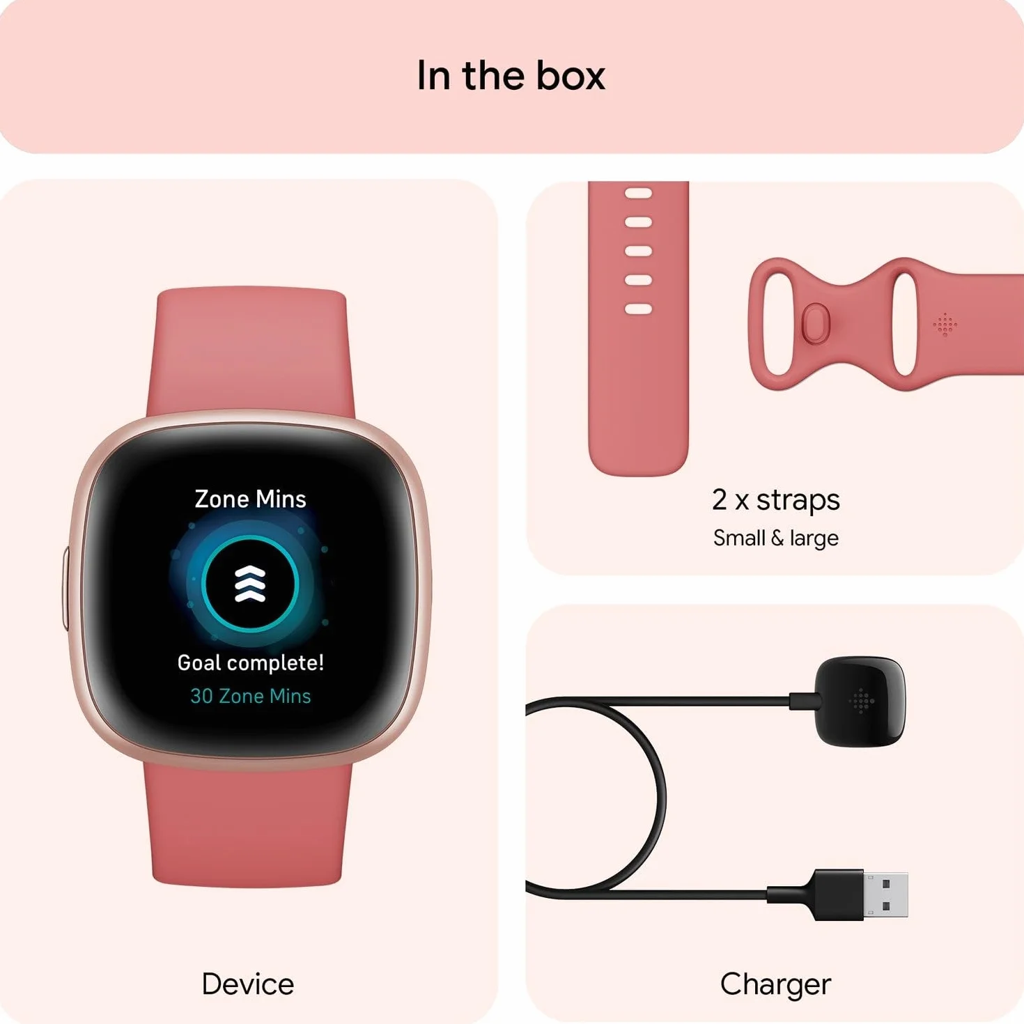 Fitbit Versa 4: Smartwatch aktywnosci fitness z wbudowanym systemem GPS, oraz z żywotnością baterii aż do 6 dni. Kompantybilny z systemem iOS & Android