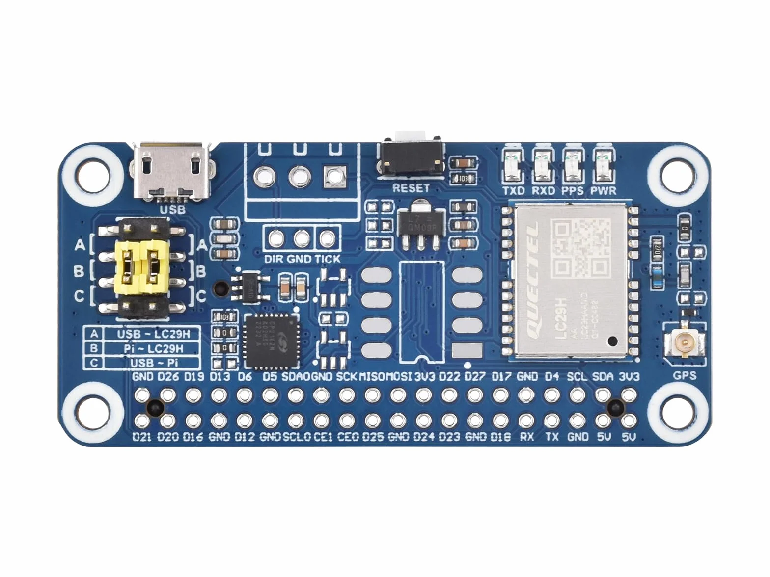 Waveshare LC29H Series Dual-Band GPS Module for Raspberry Pi, Dual-Band L1+L5 Positioning Technology, Supports Positioning Augmentation System and Easy Technology